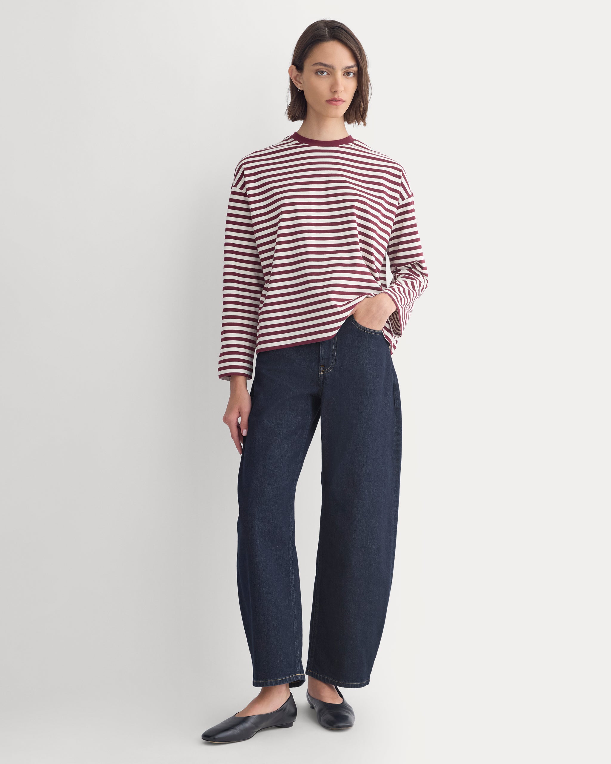 Forever Jersey Boxy Long-Sleeve Crew | Red