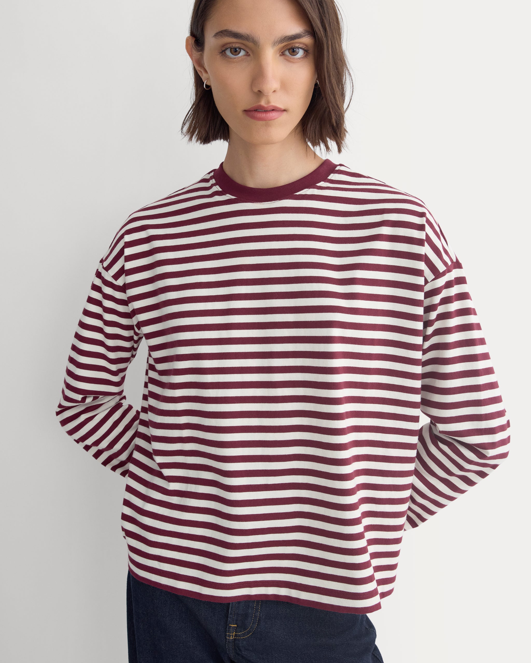 Forever Jersey Boxy Long-Sleeve Crew | Red