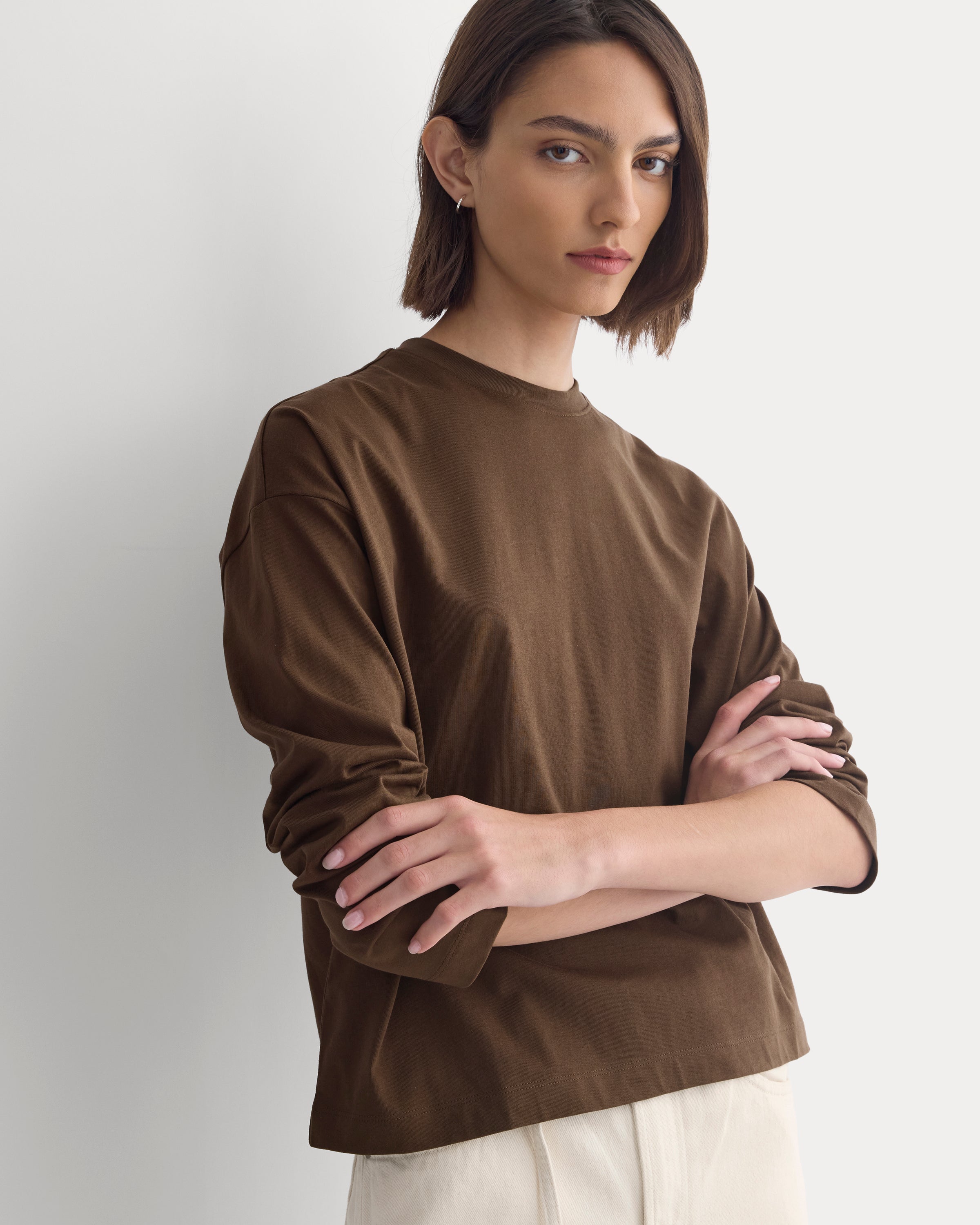 Forever Jersey Boxy Long-Sleeve Crew | Cocoa – Everlane