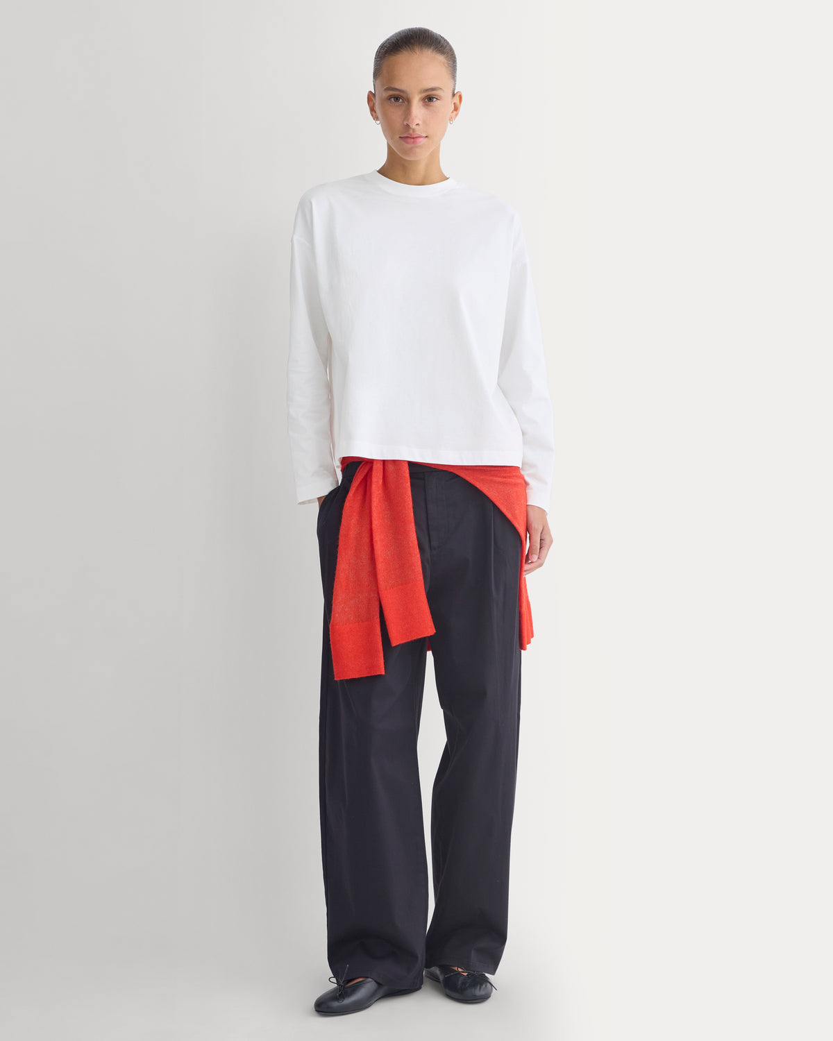 Forever Jersey Boxy Long-Sleeve Crew | White