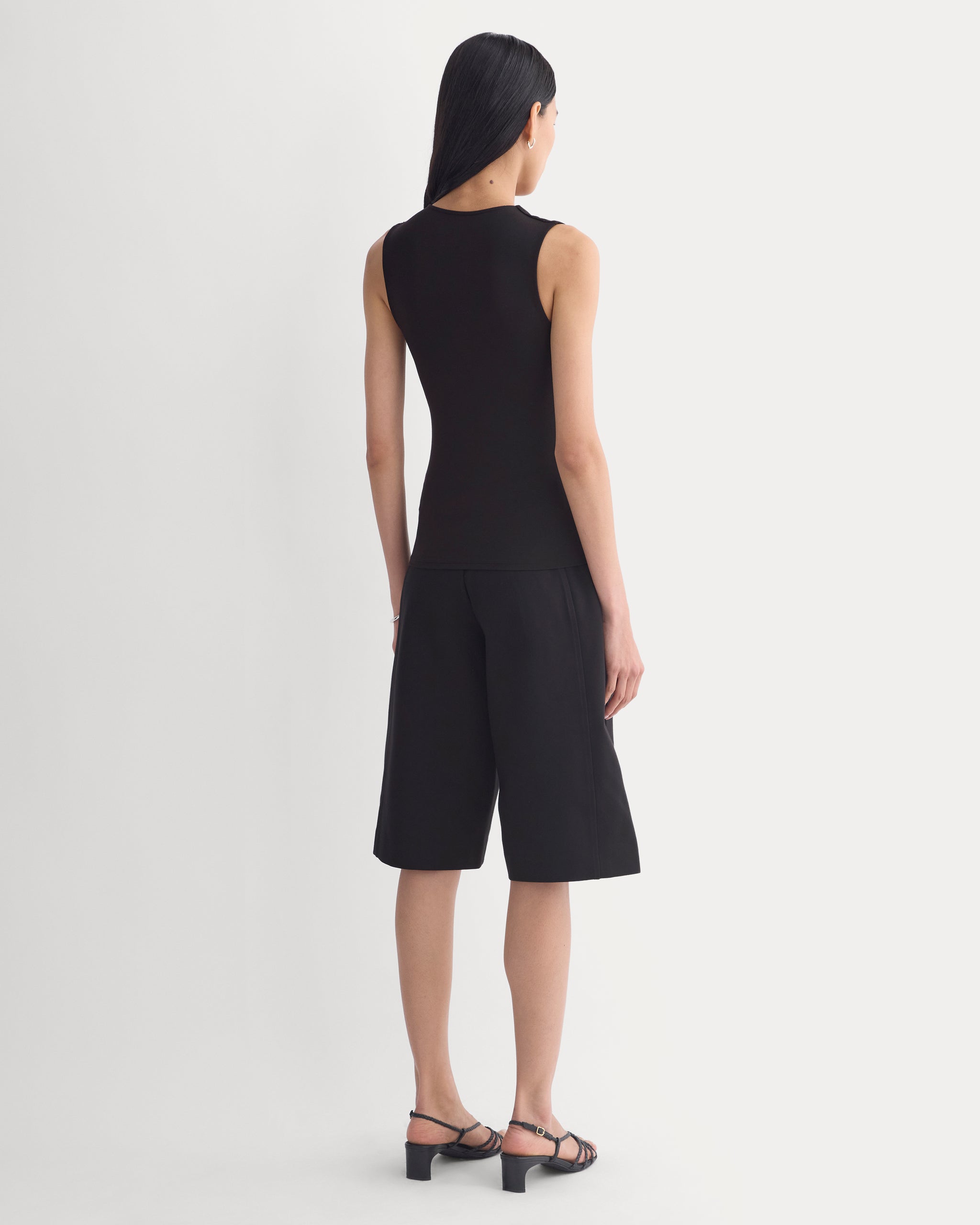 Drapey Jersey V-Neck Top | Black
