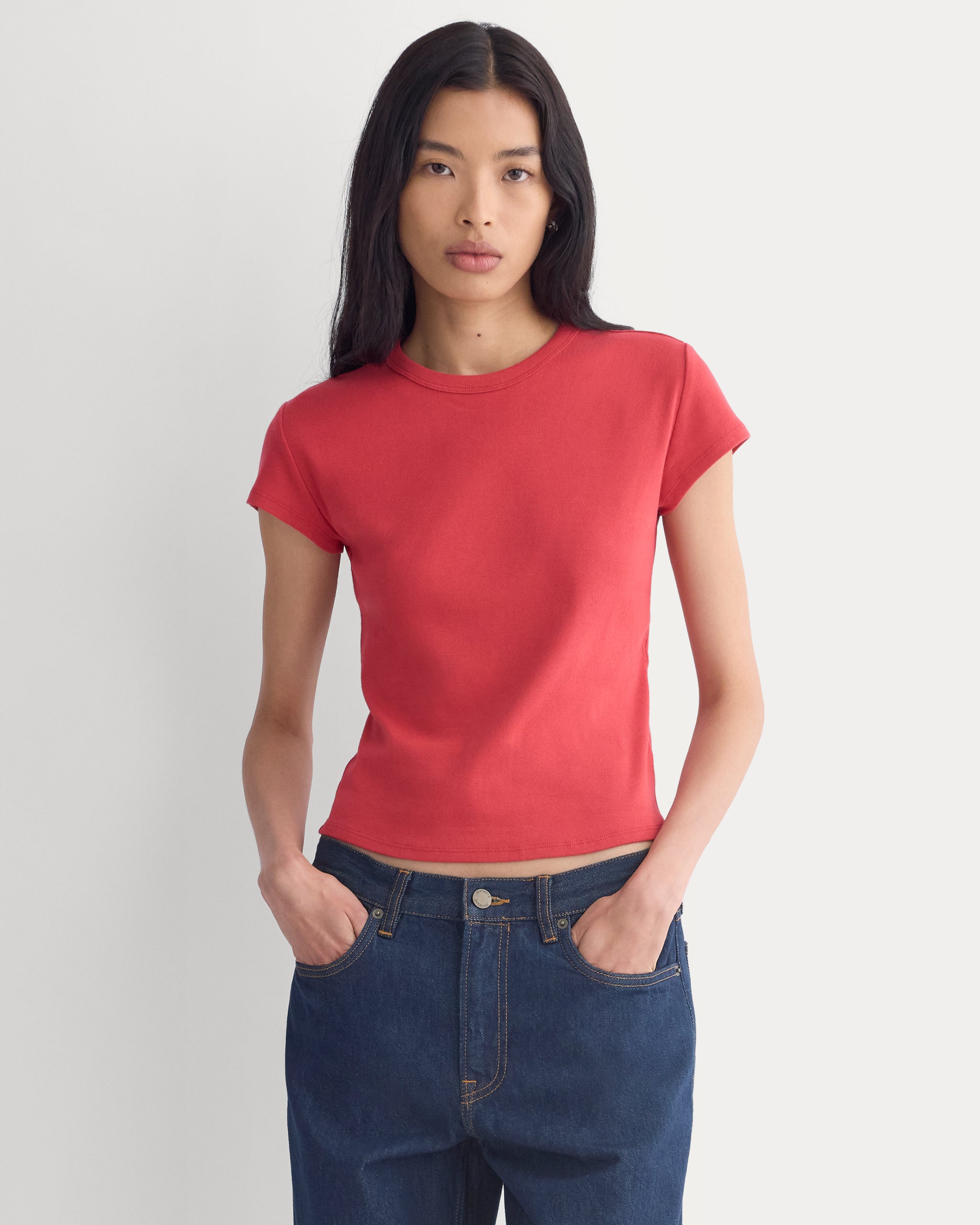 RetroSoft Cotton Crew | Vintage Red