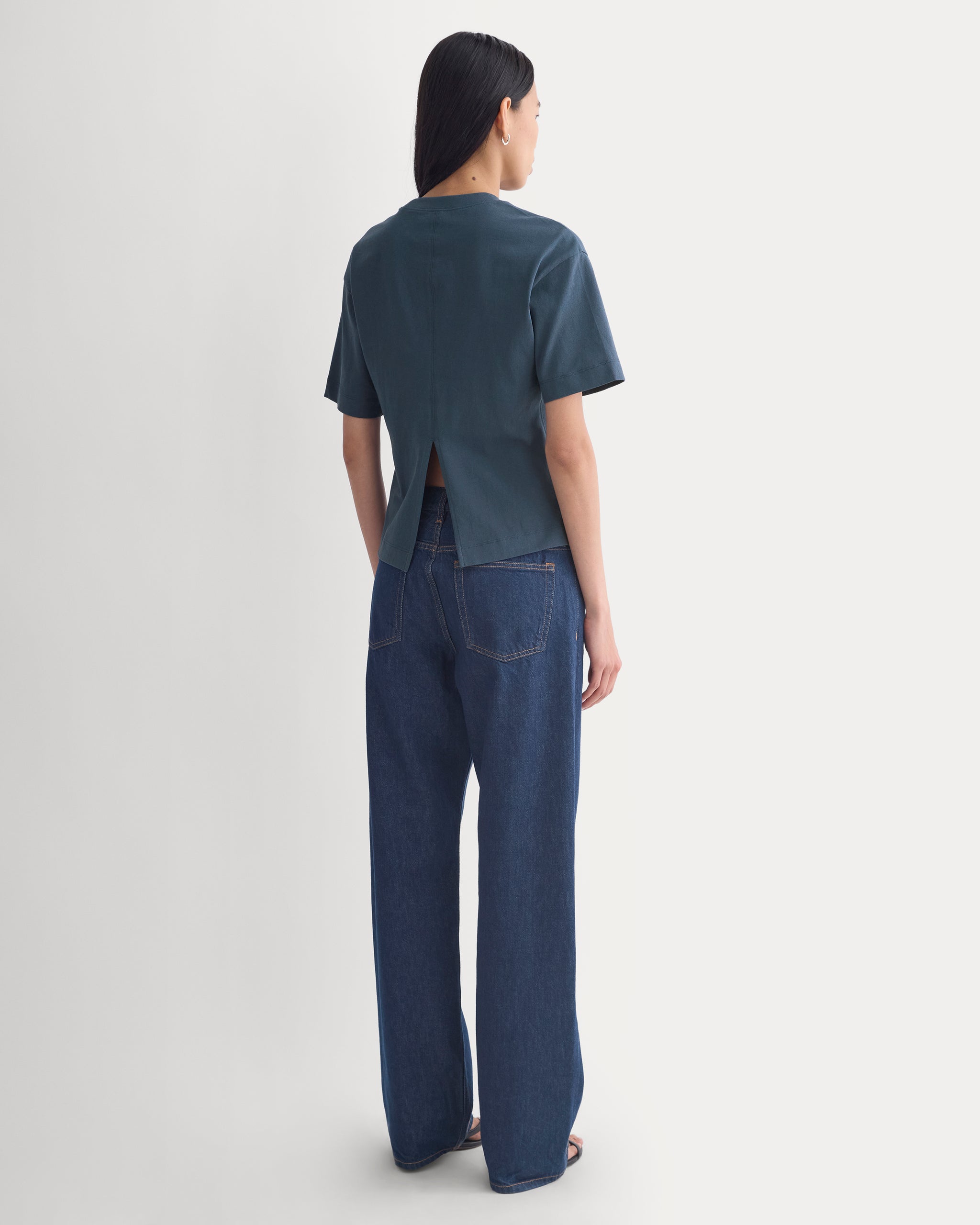 Premium Weight Back Slit Tee | Midnight Navy
