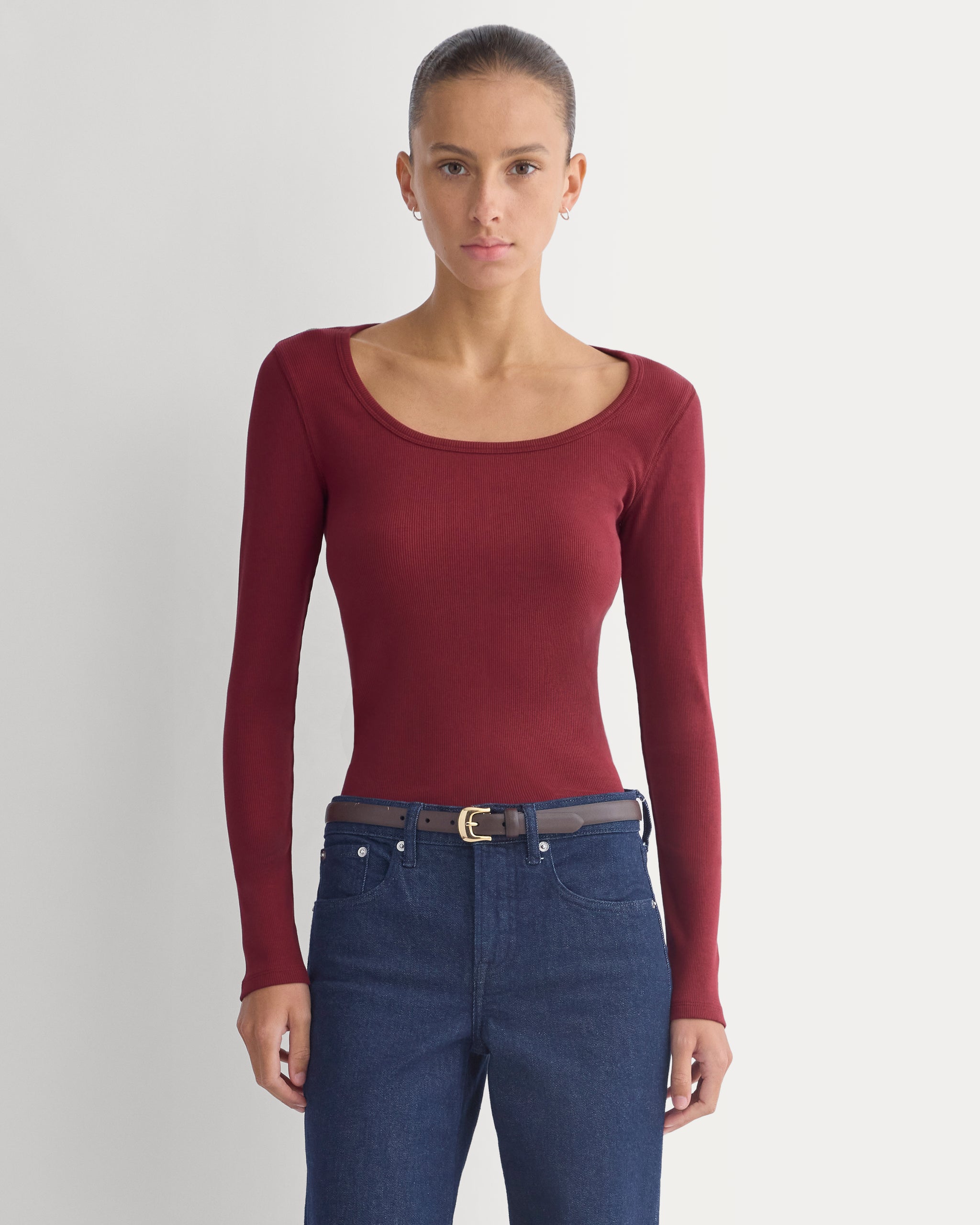Effortless Rib Classic Long Sleeve | Cabernet