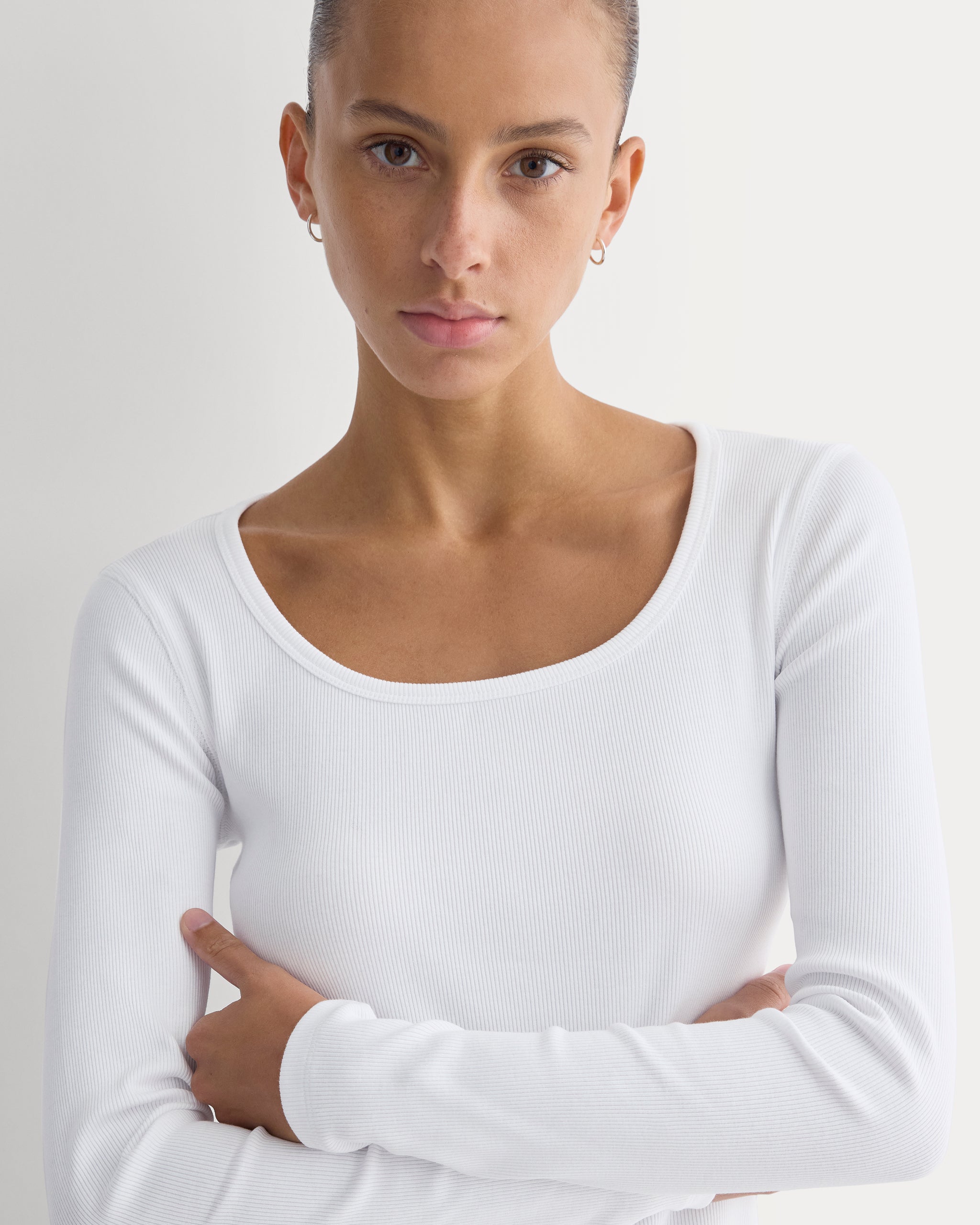 Effortless Rib Classic Long Sleeve | White