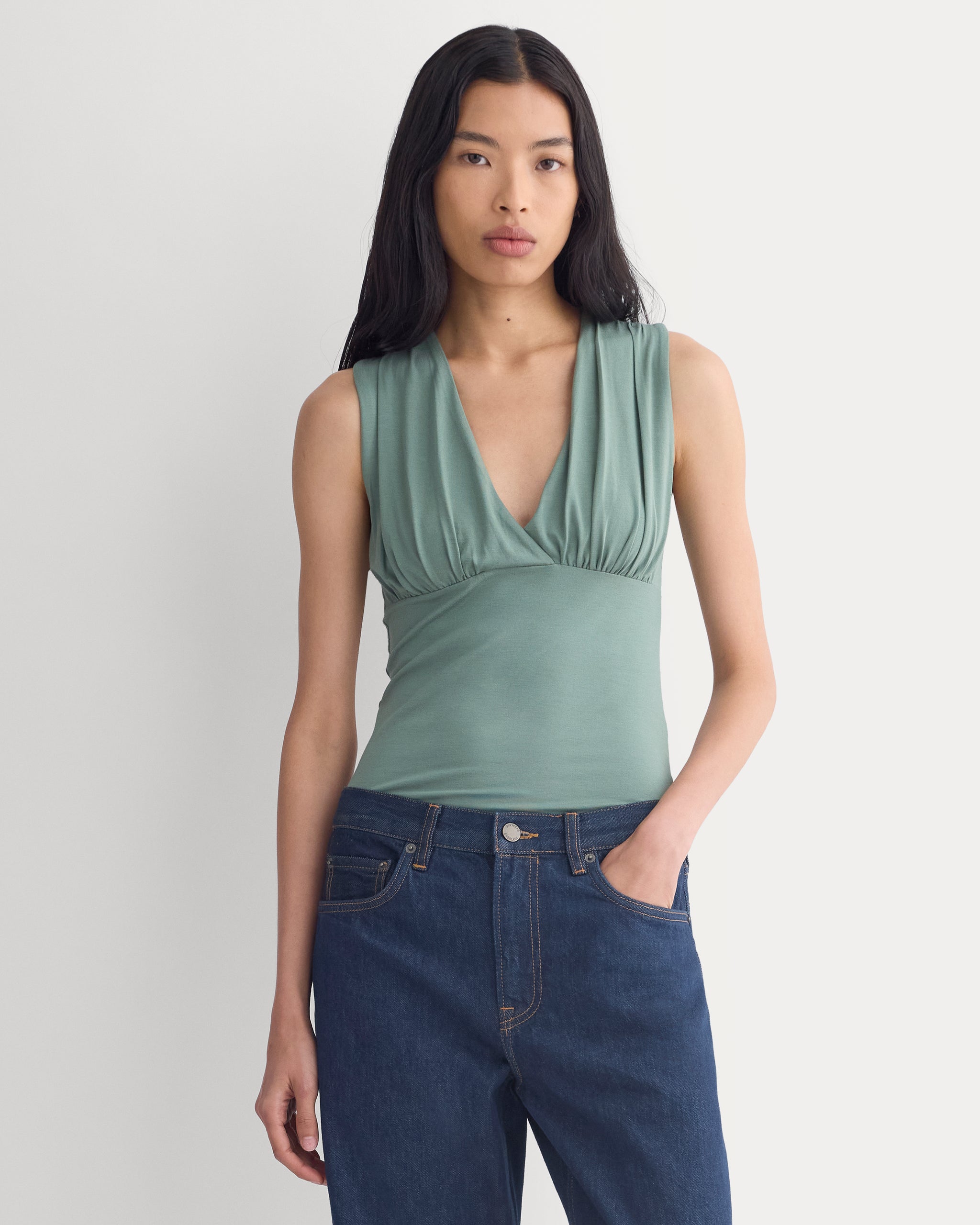Drapey Jersey V-Neck Top | Laurel Wreath