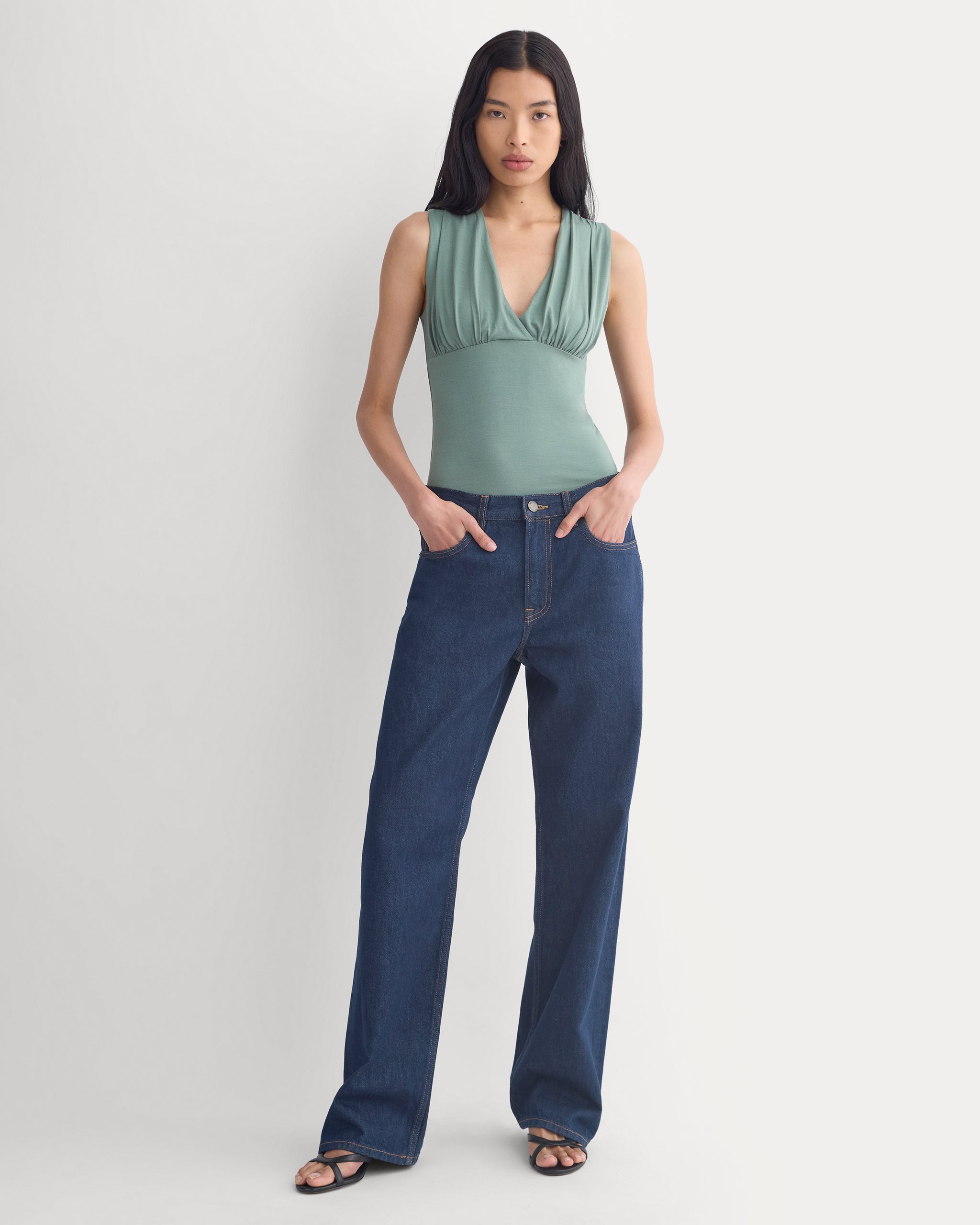 Drapey Jersey V-Neck Top | Laurel Wreath