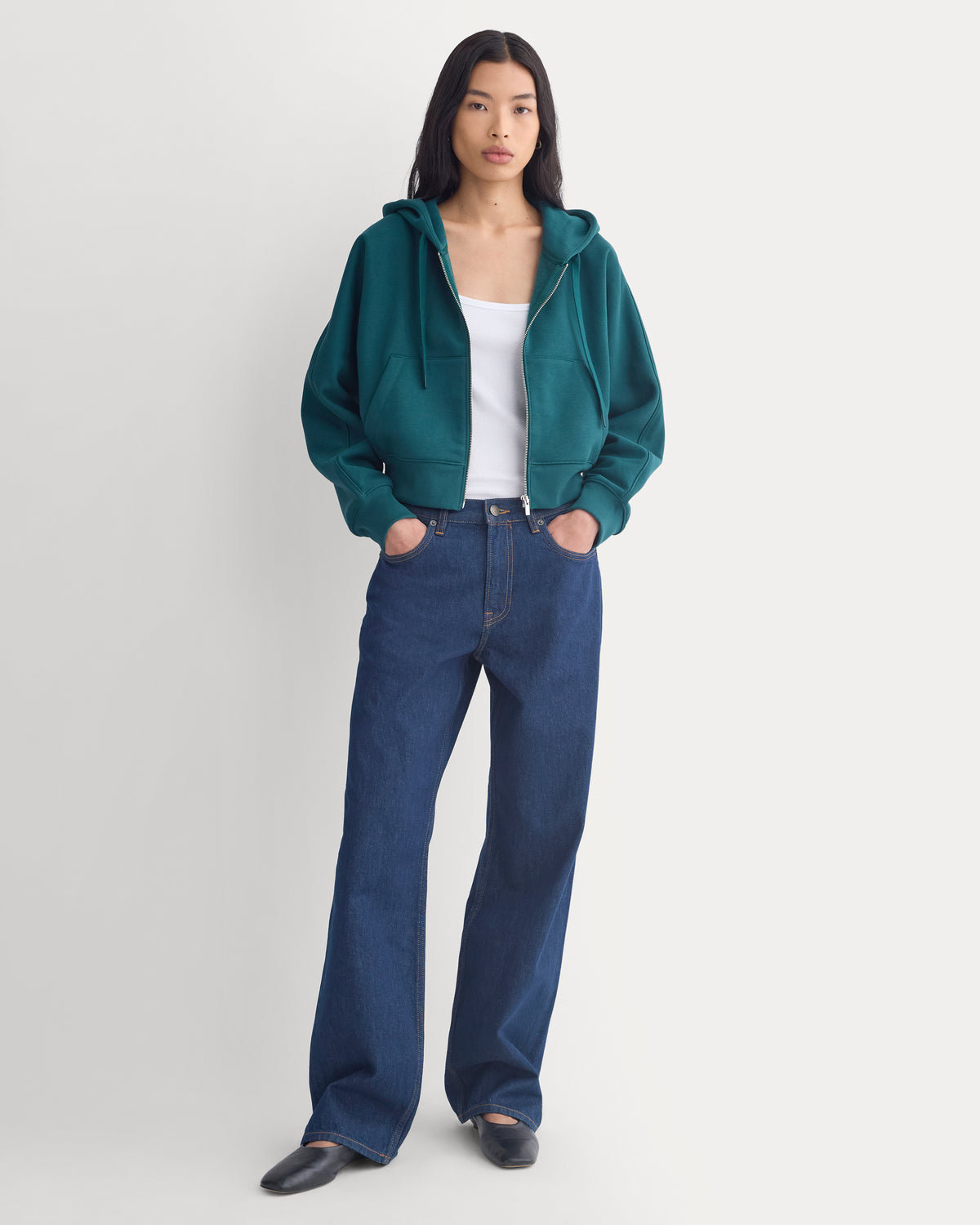 Luxe Fleece Full-Zip Cropped Hoodie | Ponderosa Pine