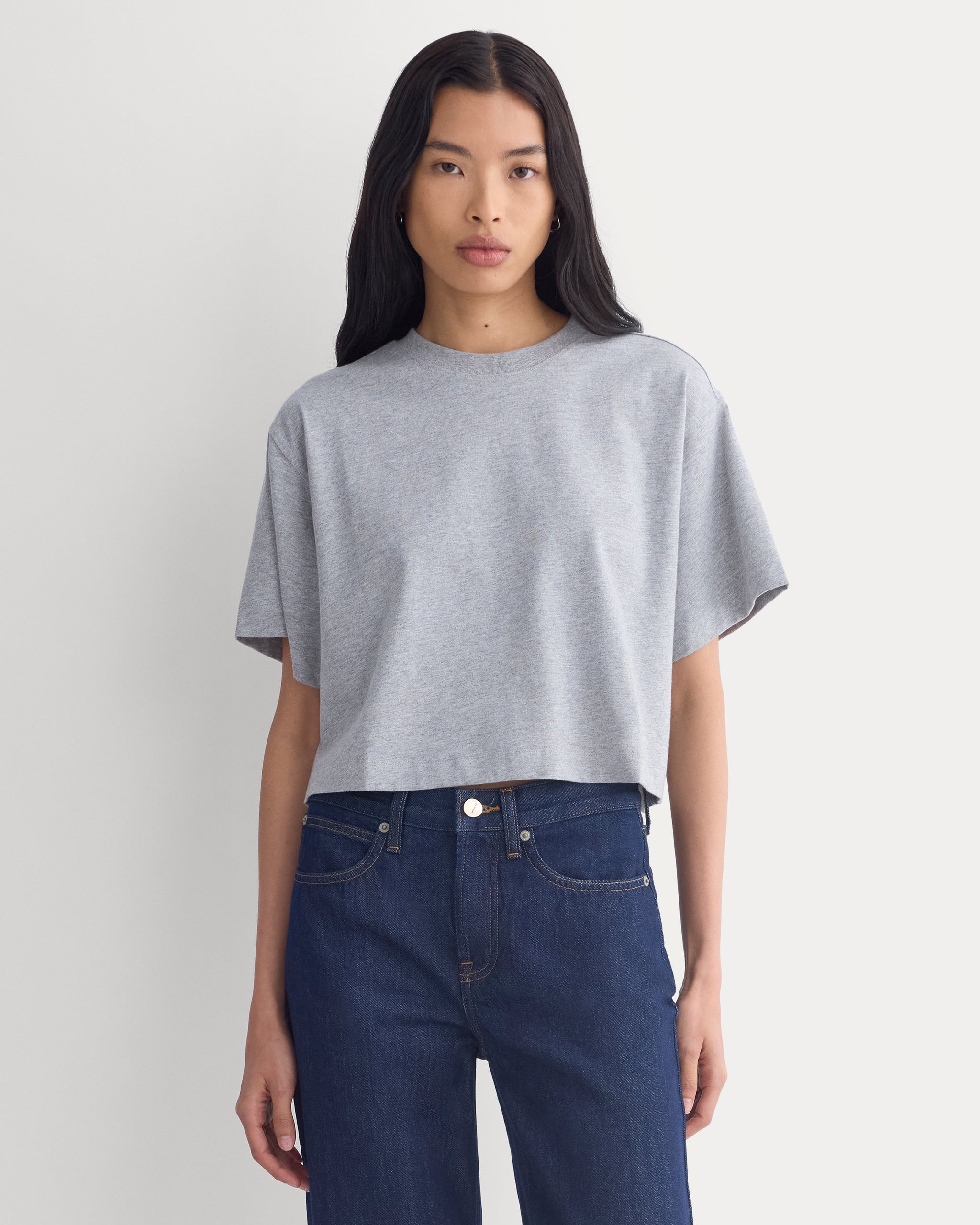 Forever Jersey Cropped Tee | Heathered Light Grey