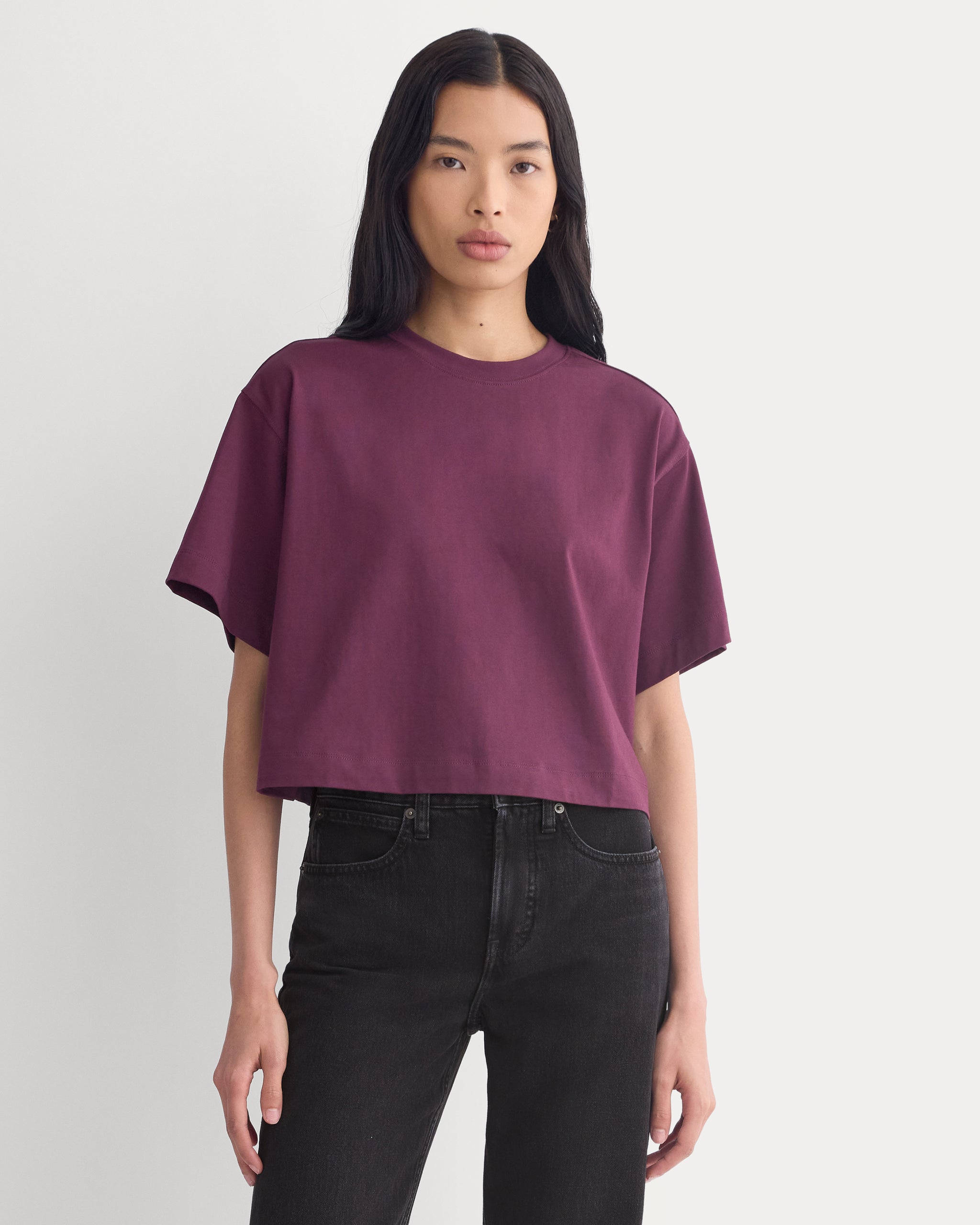 Forever Jersey Cropped Tee | Deep Plum