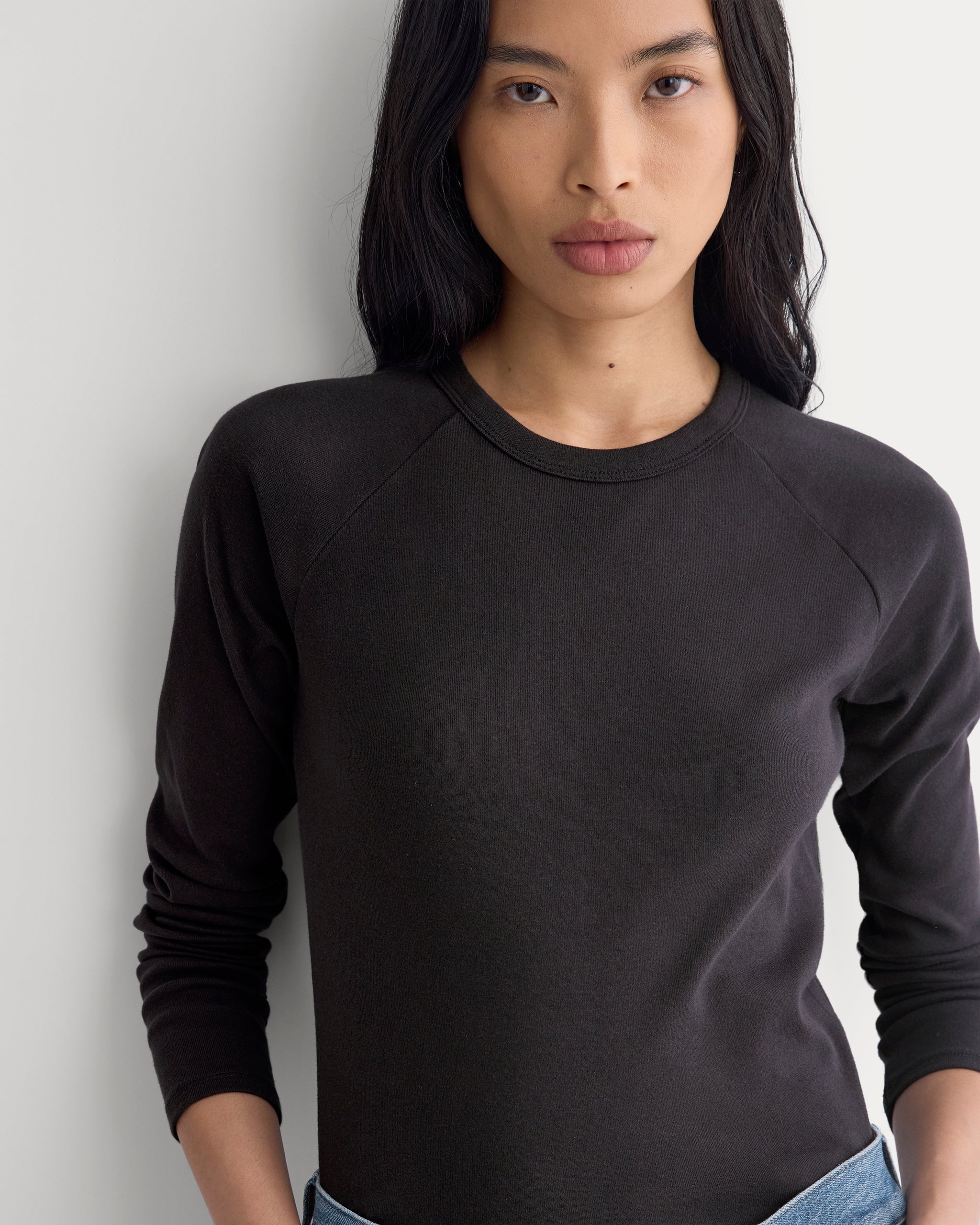 RetroSoft Cotton Ragland Crew | Black