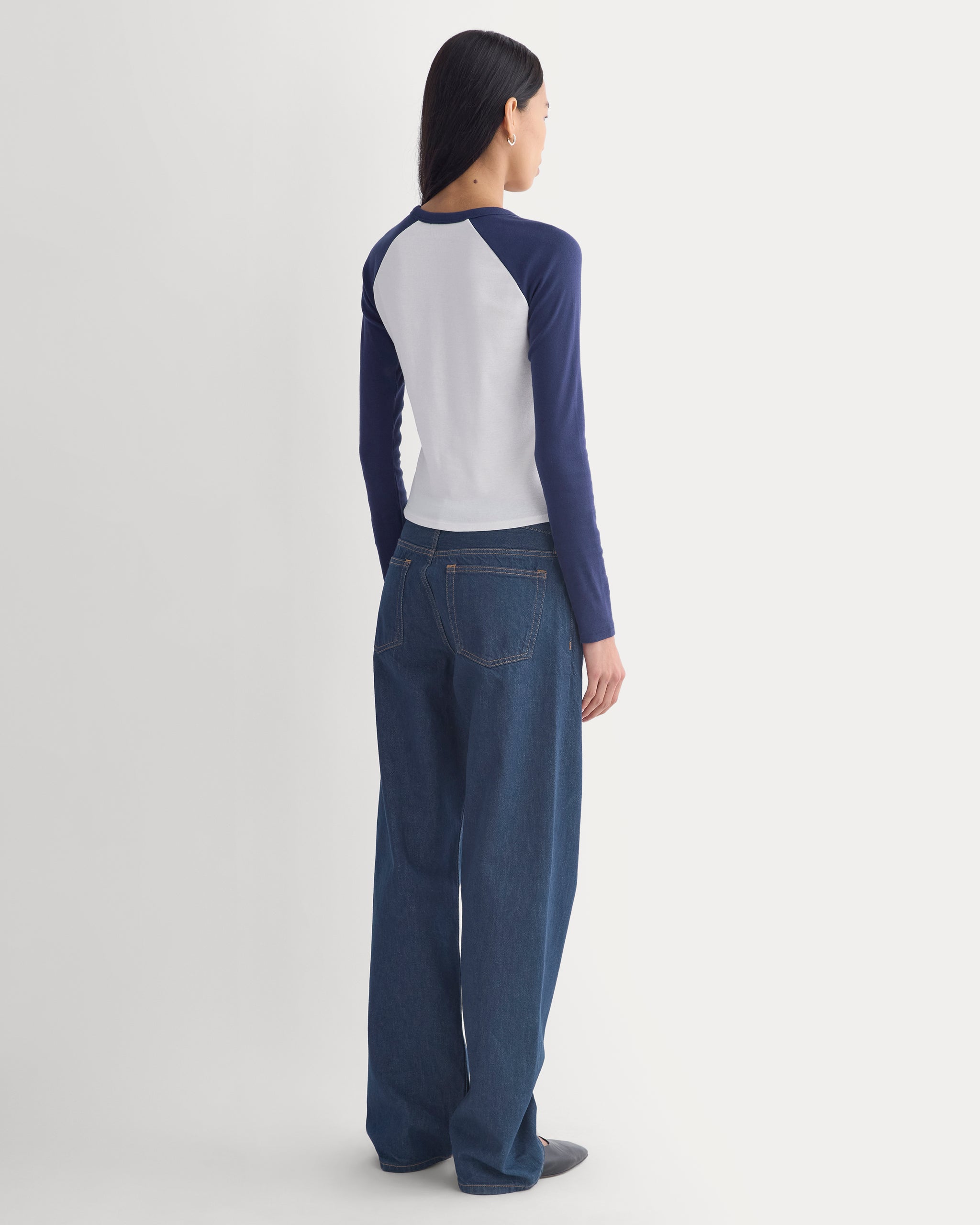RetroSoft Cotton Ragland Crew | Bone / Navy