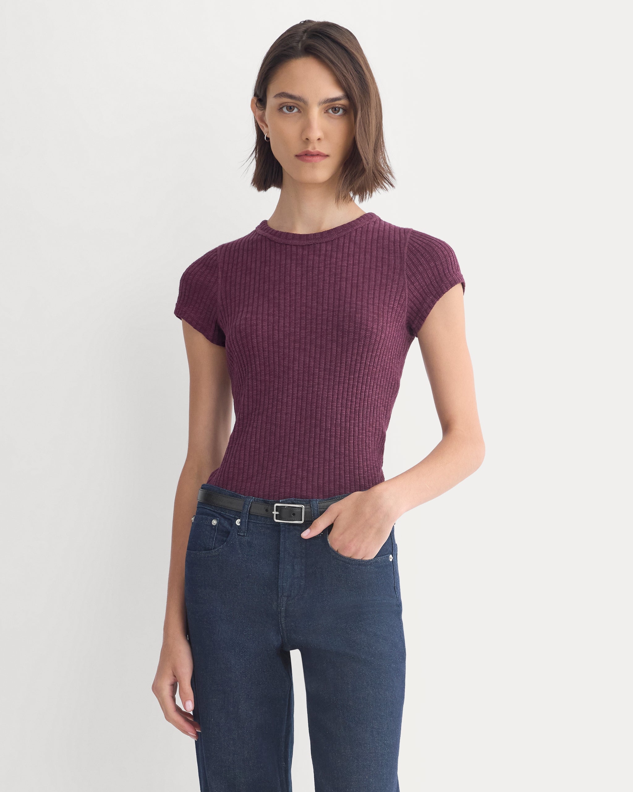 The Cozy Rib Tee | Deep Plum