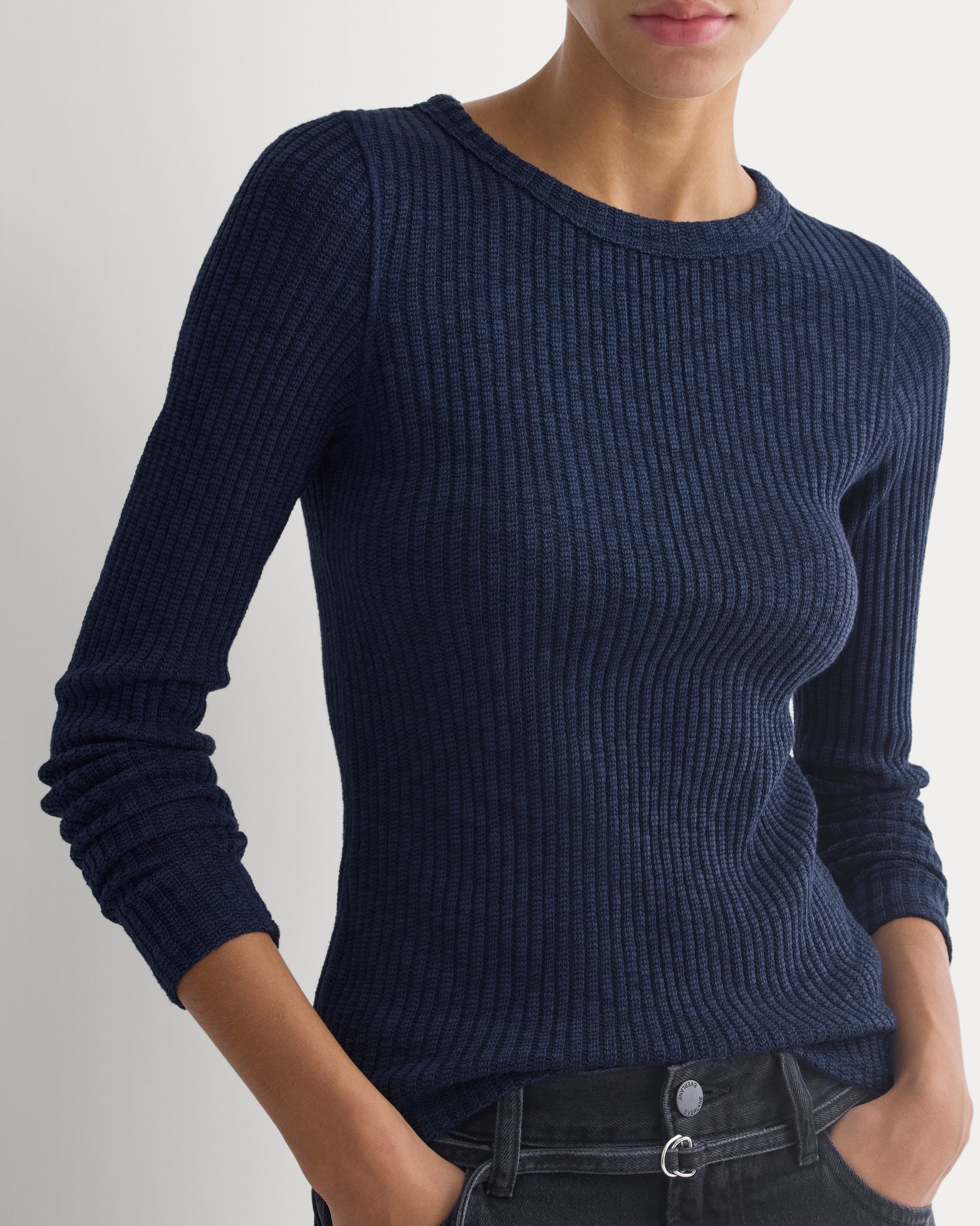 The Cozy Rib Long-Sleeve Tee | Navy