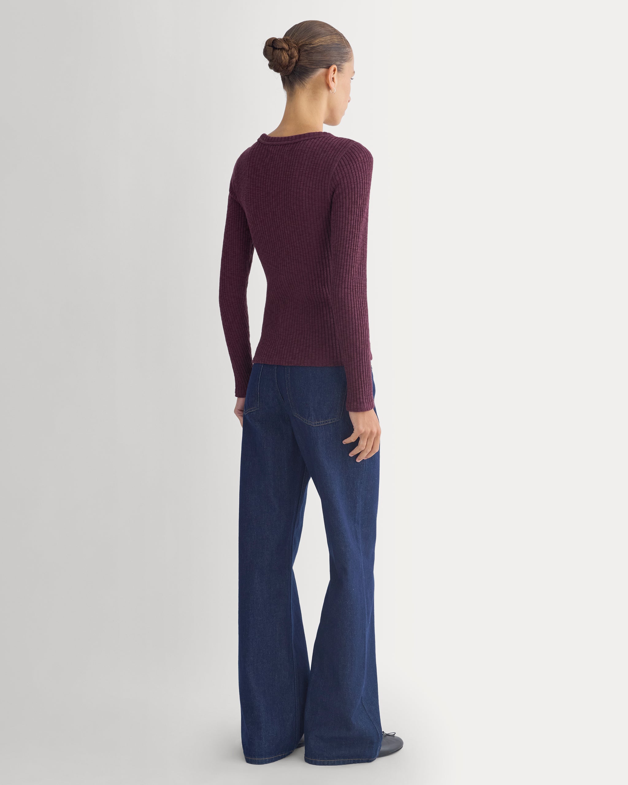 The Cozy Rib Long-Sleeve Tee | Deep Plum