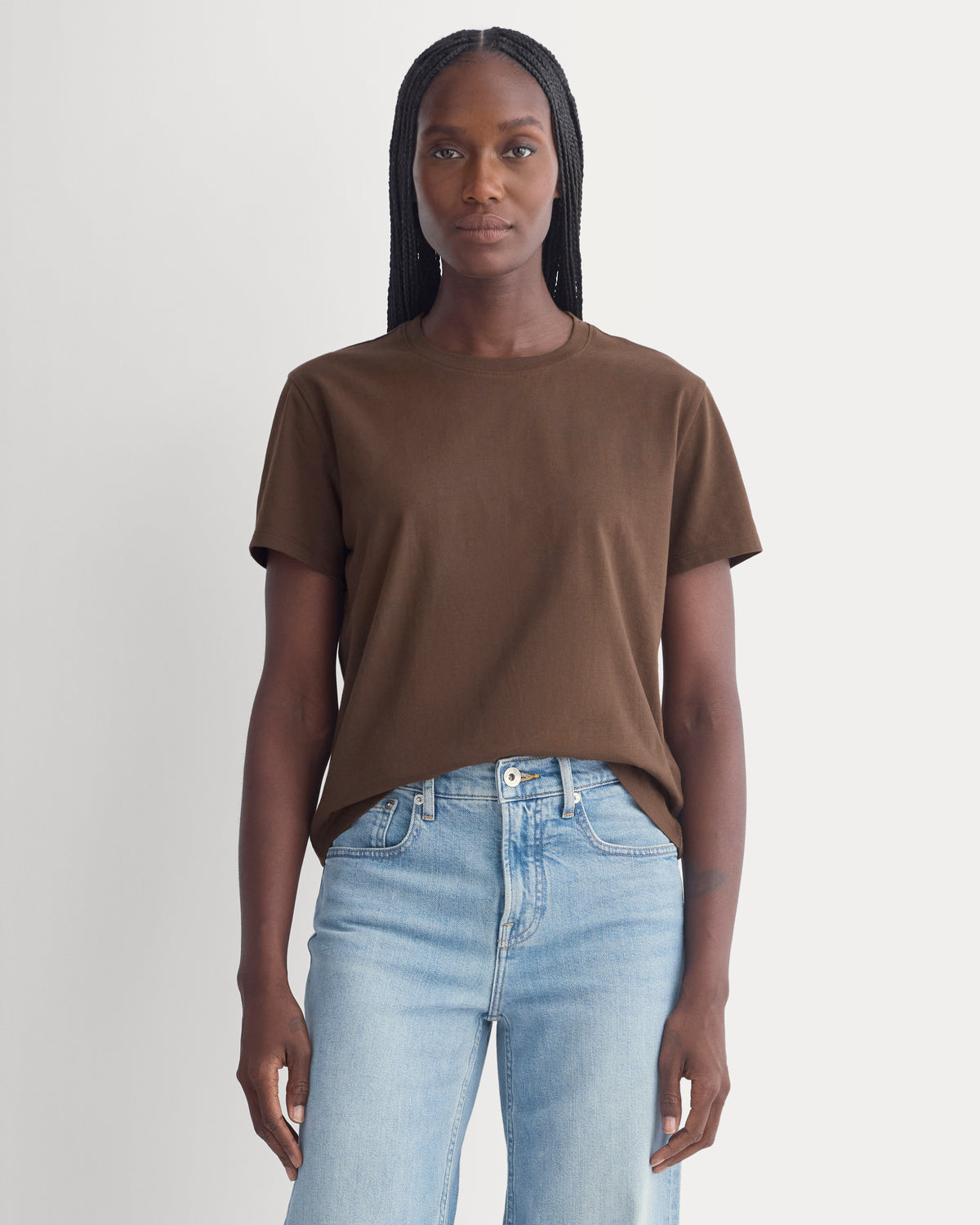The Box-Cut Tee in Essential Cotton | Cocoa | No Pocket