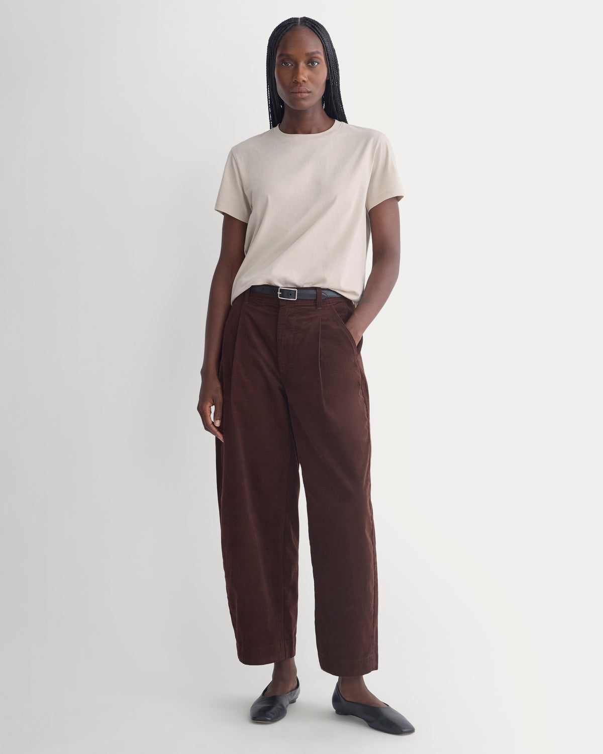 The Box-Cut Tee in Essential Cotton | Peyote | No Pocket