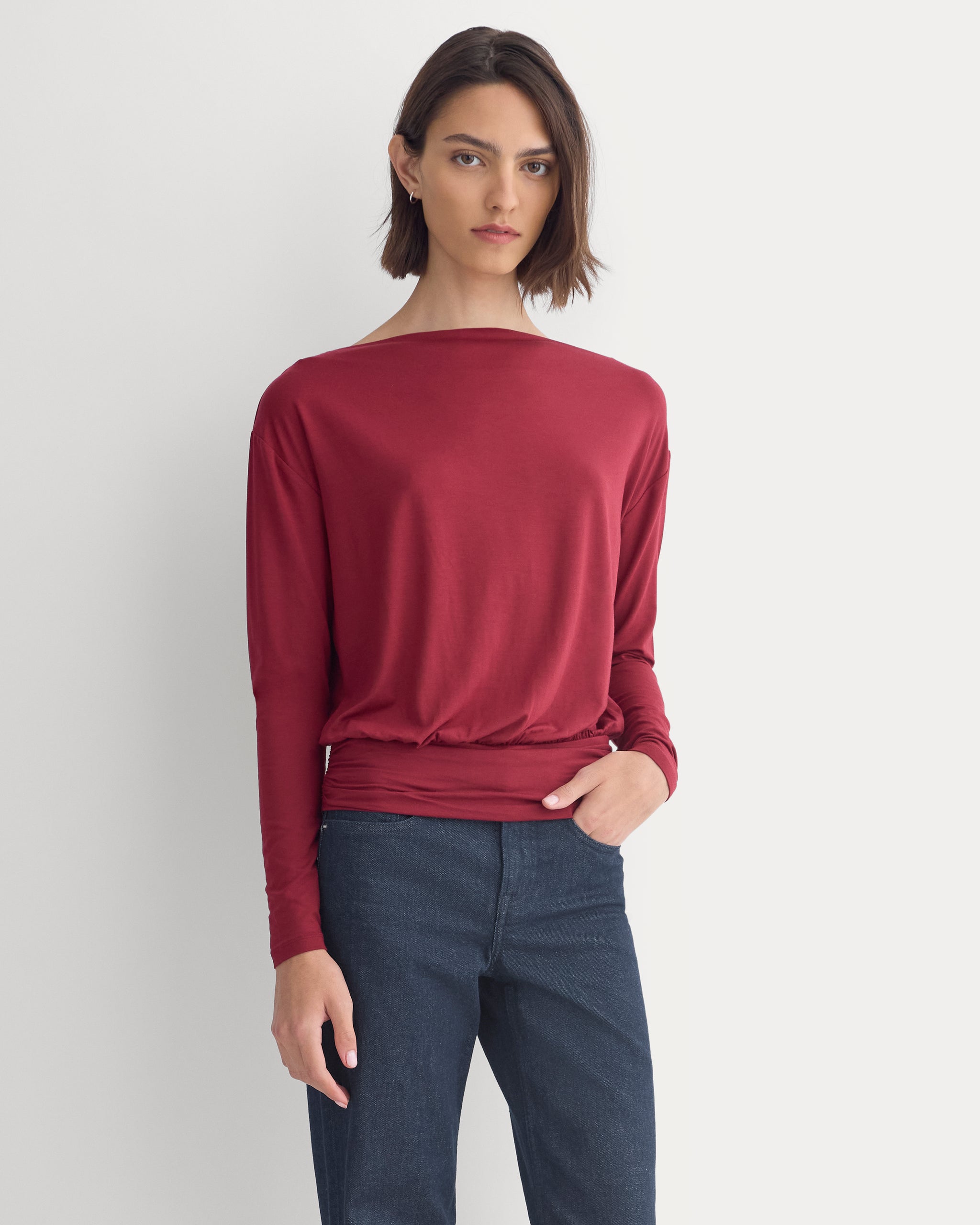 Drapey Jersey Slouchy Top | Cabernet