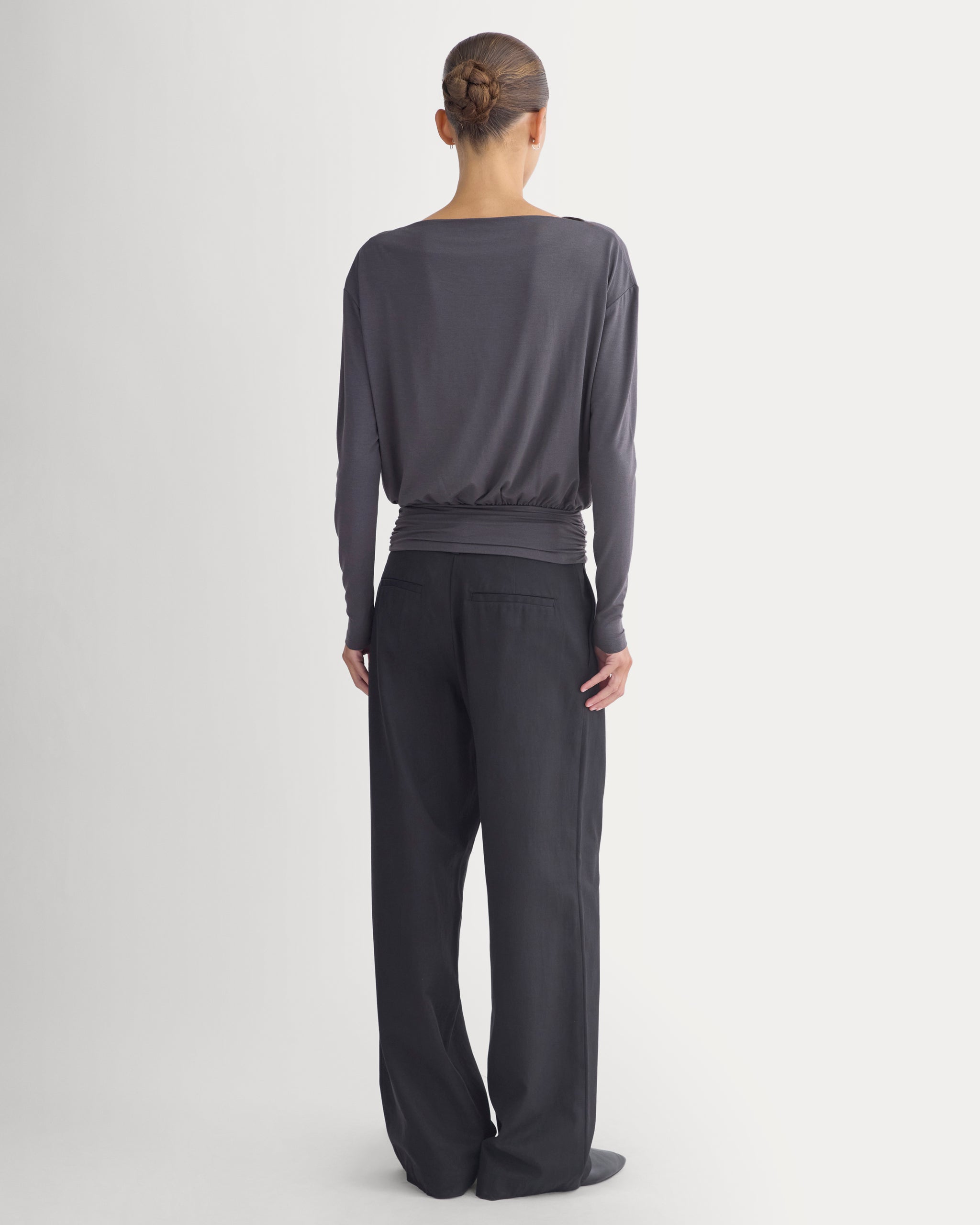 Drapey Jersey Slouchy Top | Graphite