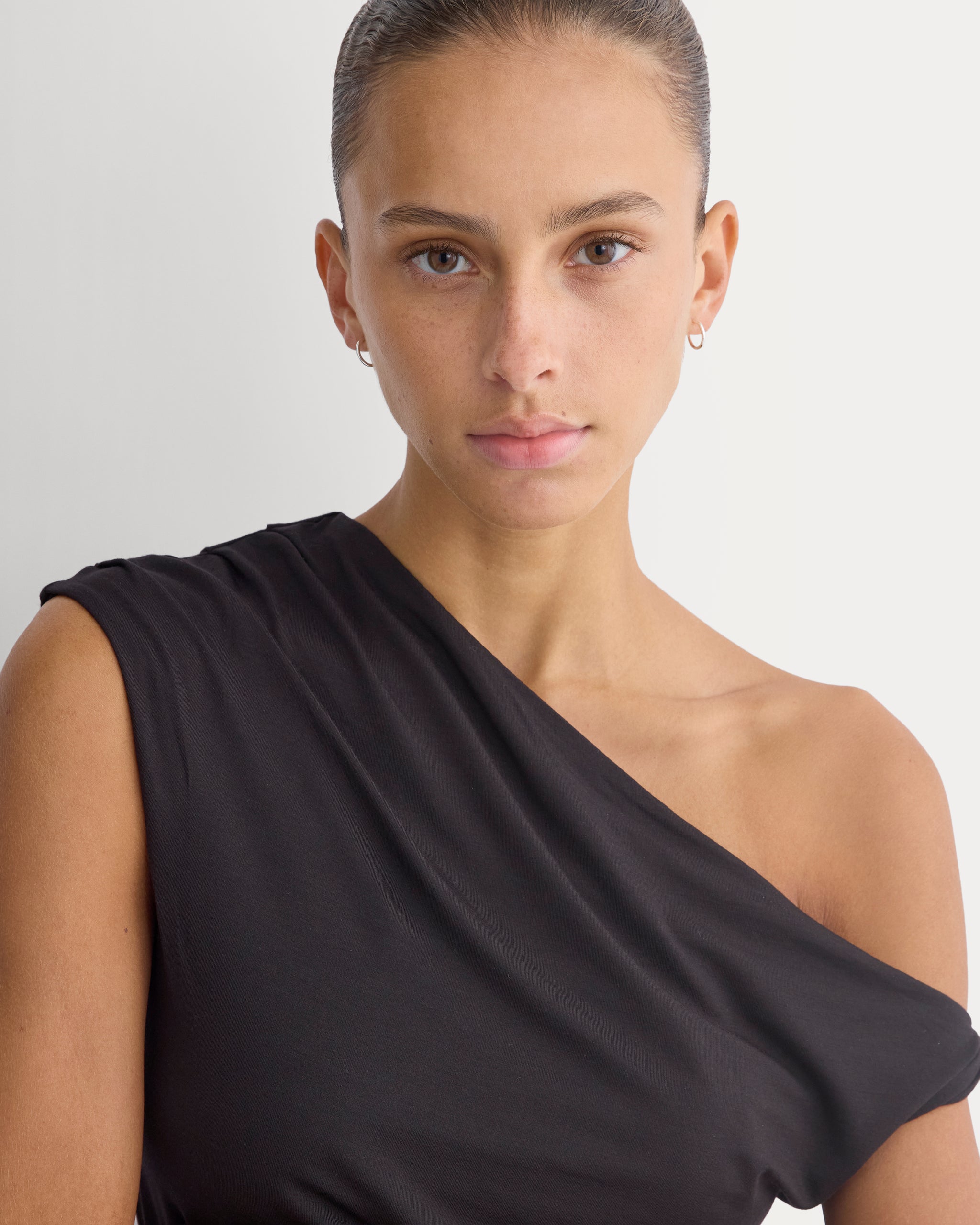 Drapey Jersey Off-The-Shoulder Top | Black
