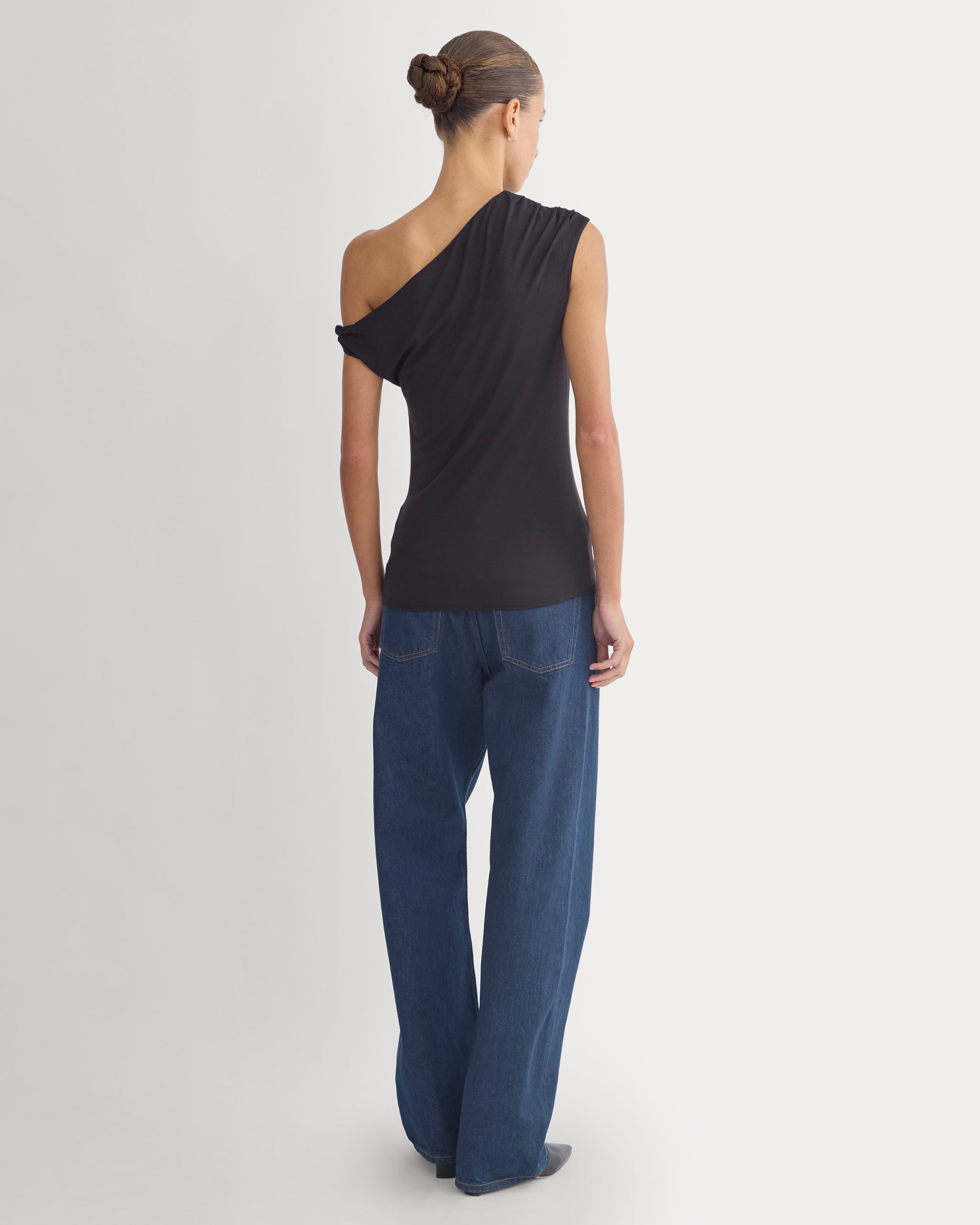 Drapey Jersey Off-The-Shoulder Top | Black