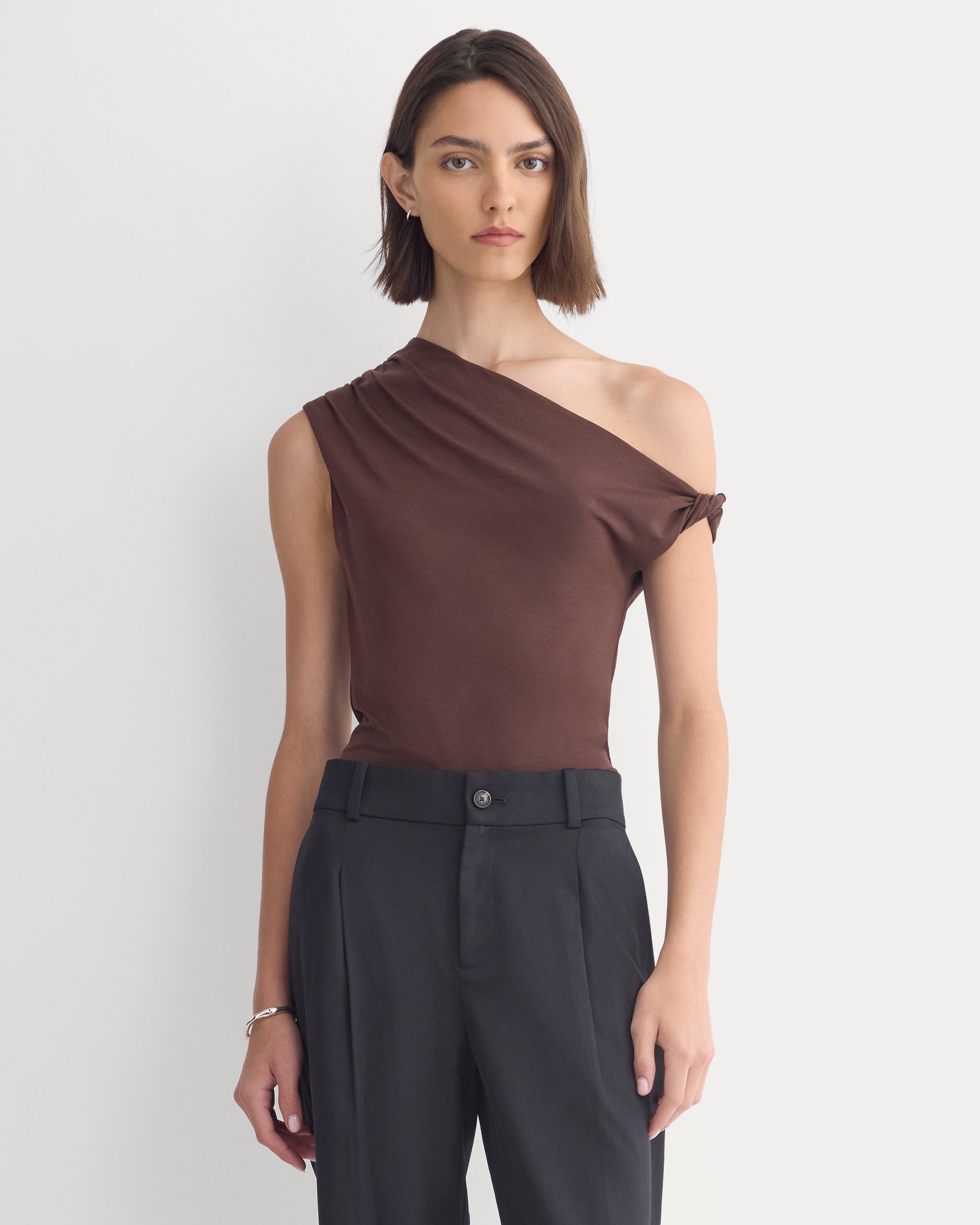 Drapey Jersey Off-The-Shoulder Top | Coffee Bean