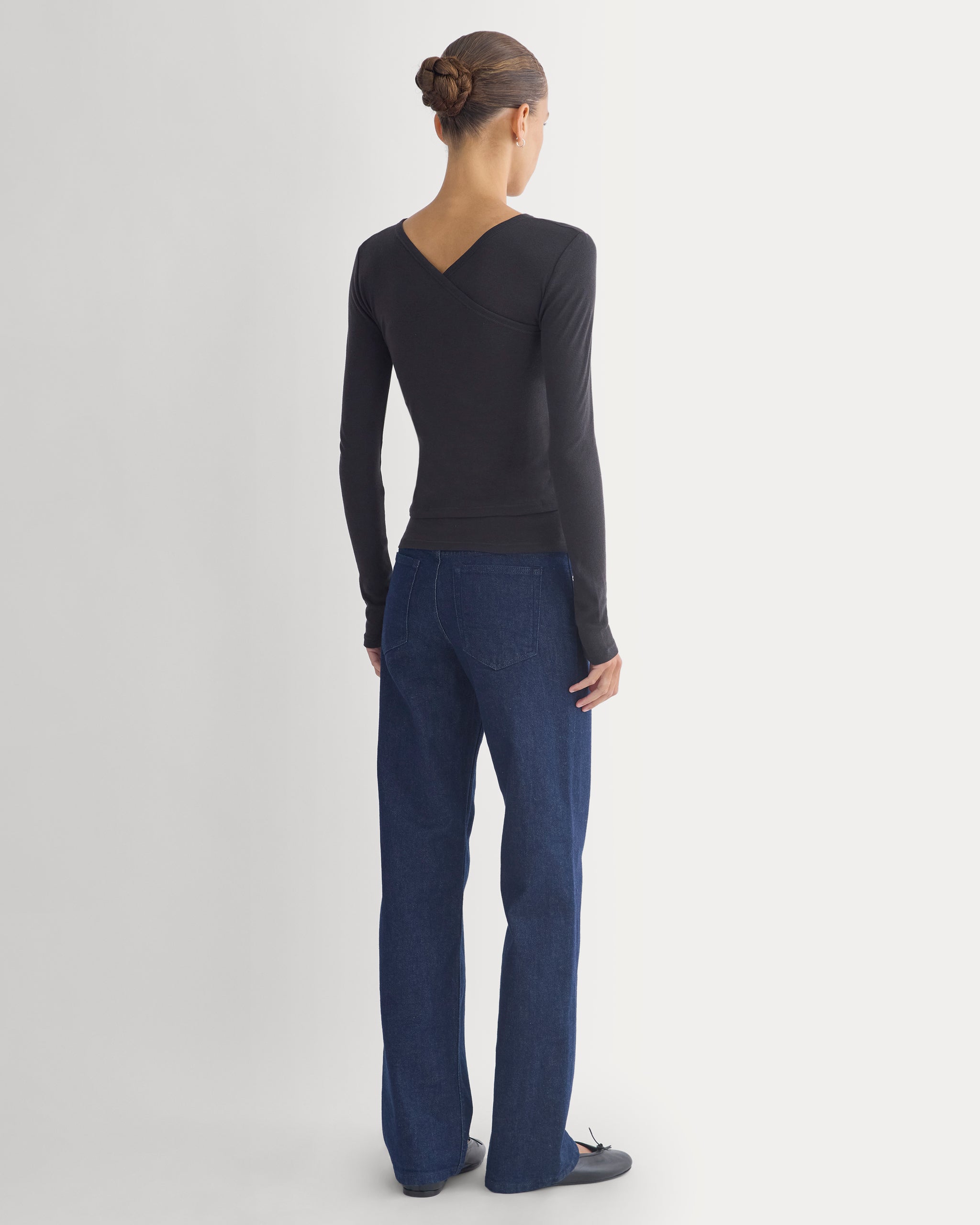 Tissue Double Layer One Shoulder Top | Black