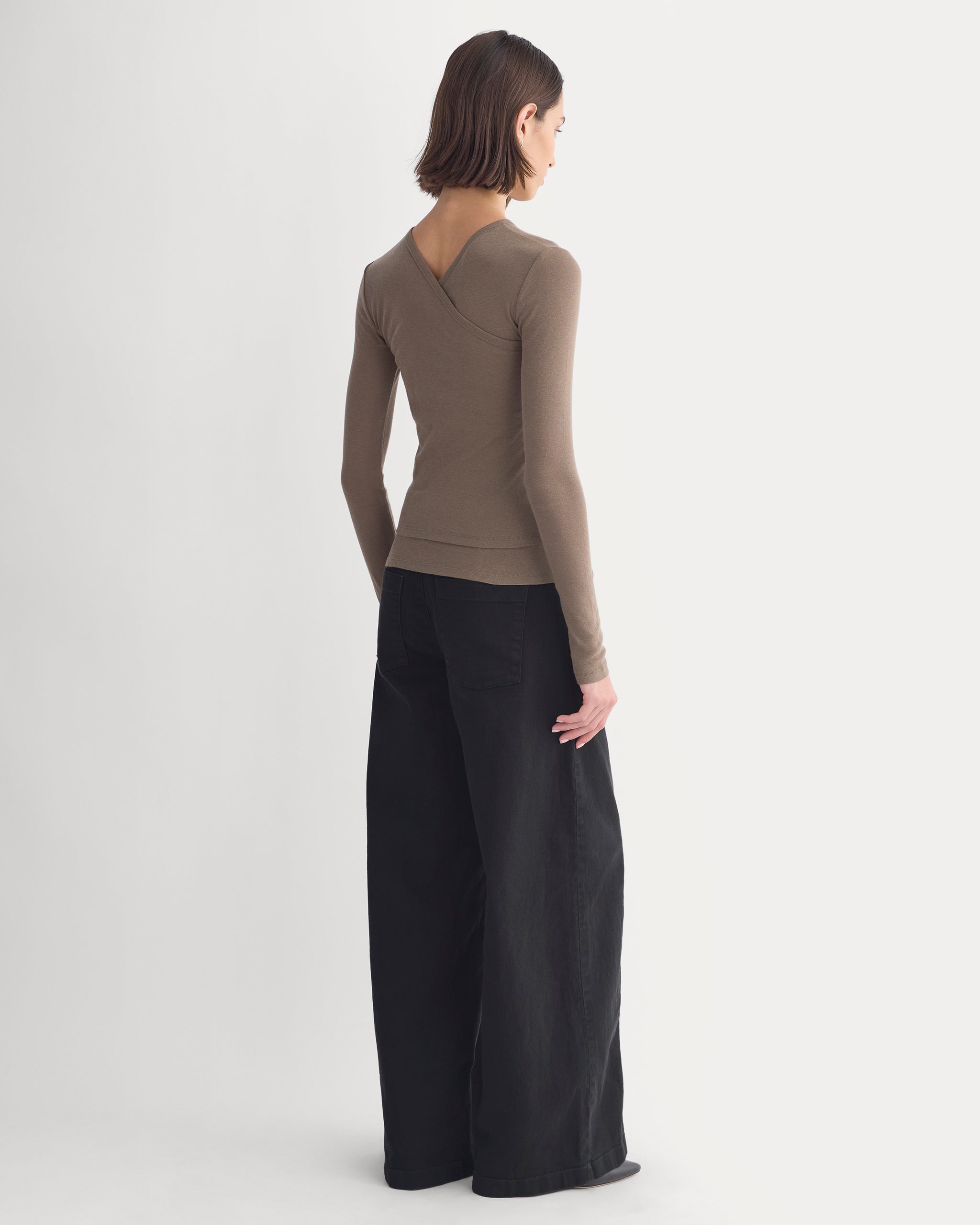 Tissue Double Layer One Shoulder Top | Deep Taupe