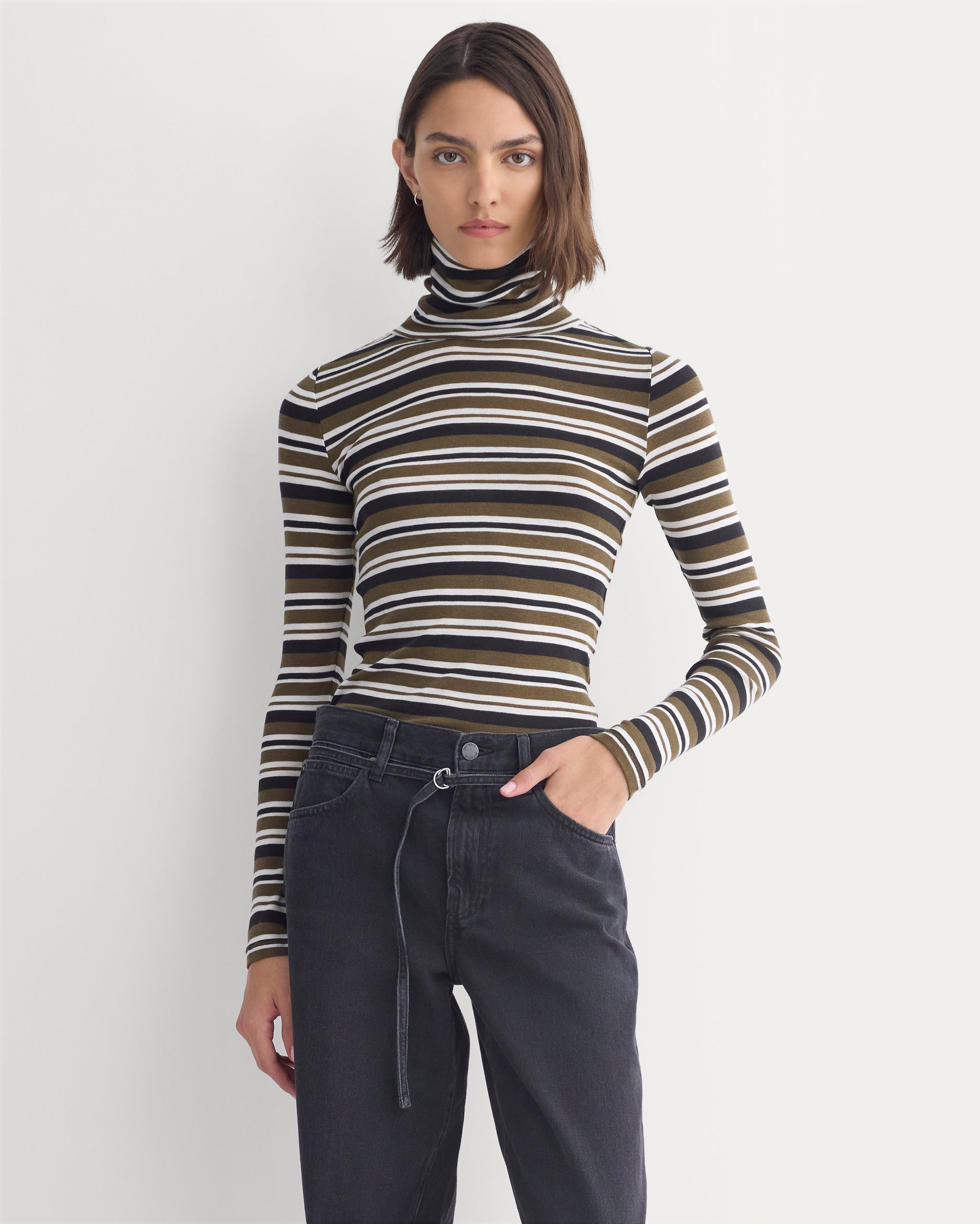 Tissue Long-Sleeve Turtleneck | Beech / Bone