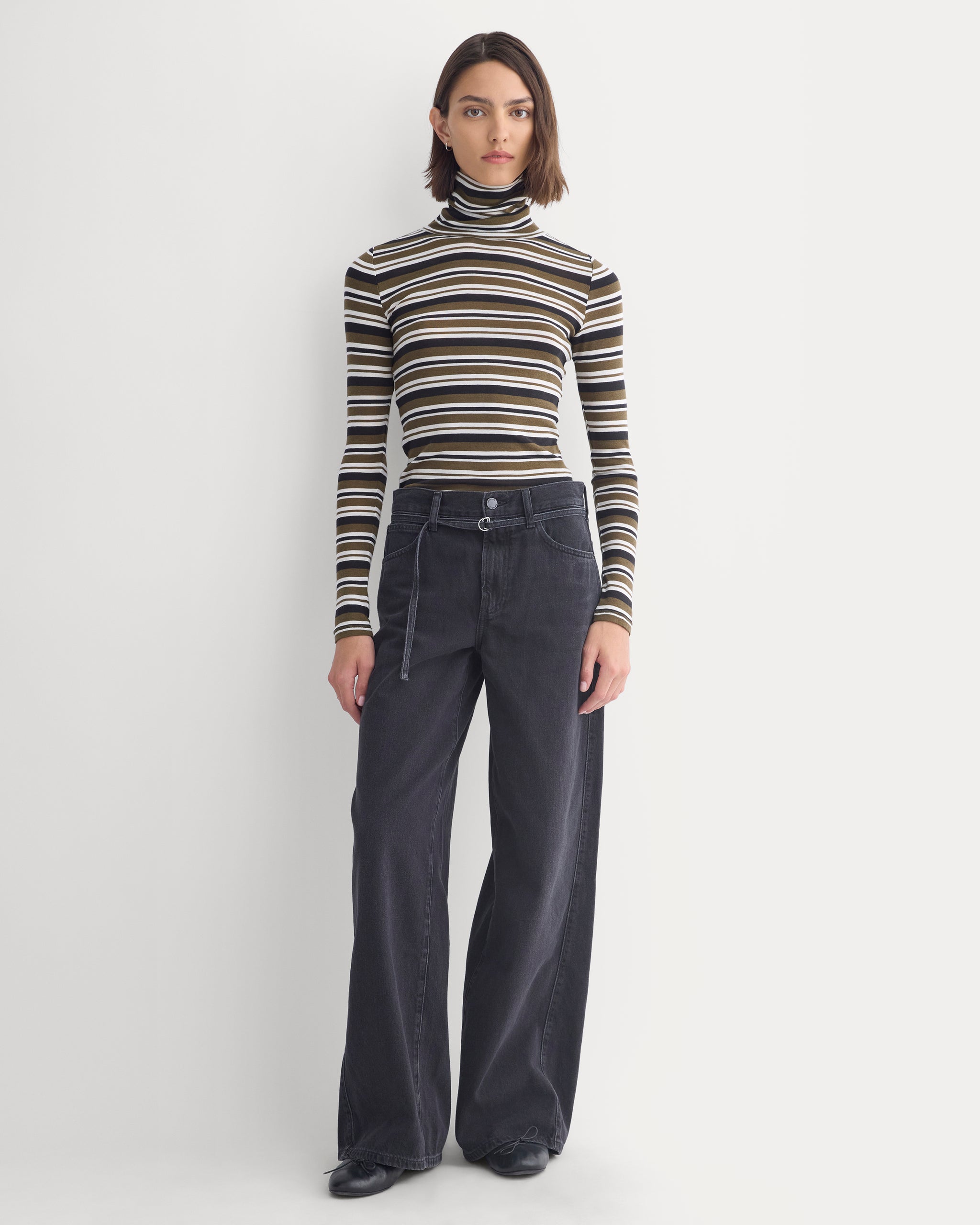 Tissue Long-Sleeve Turtleneck | Beech / Bone