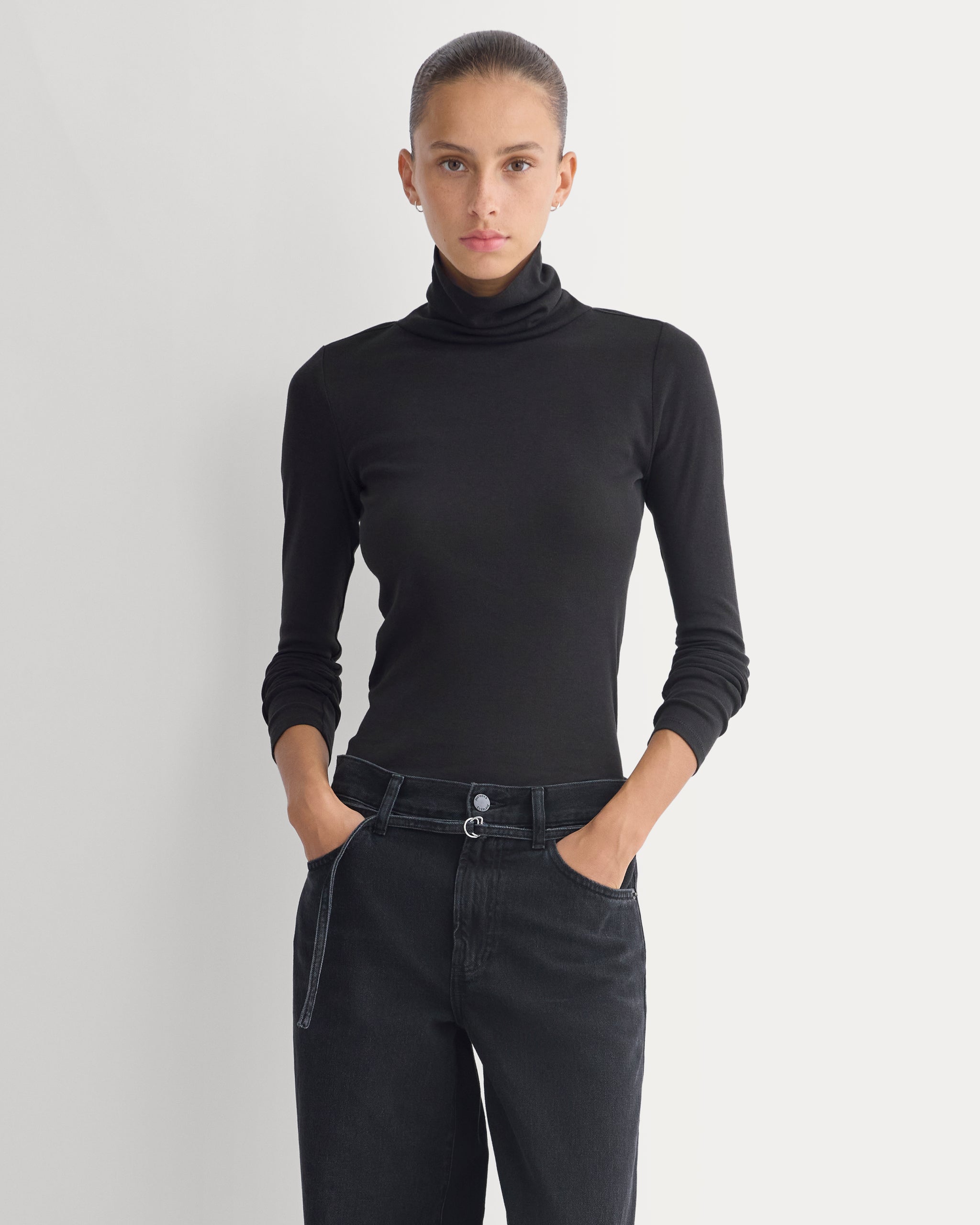 Tissue Long-Sleeve Turtleneck | Black
