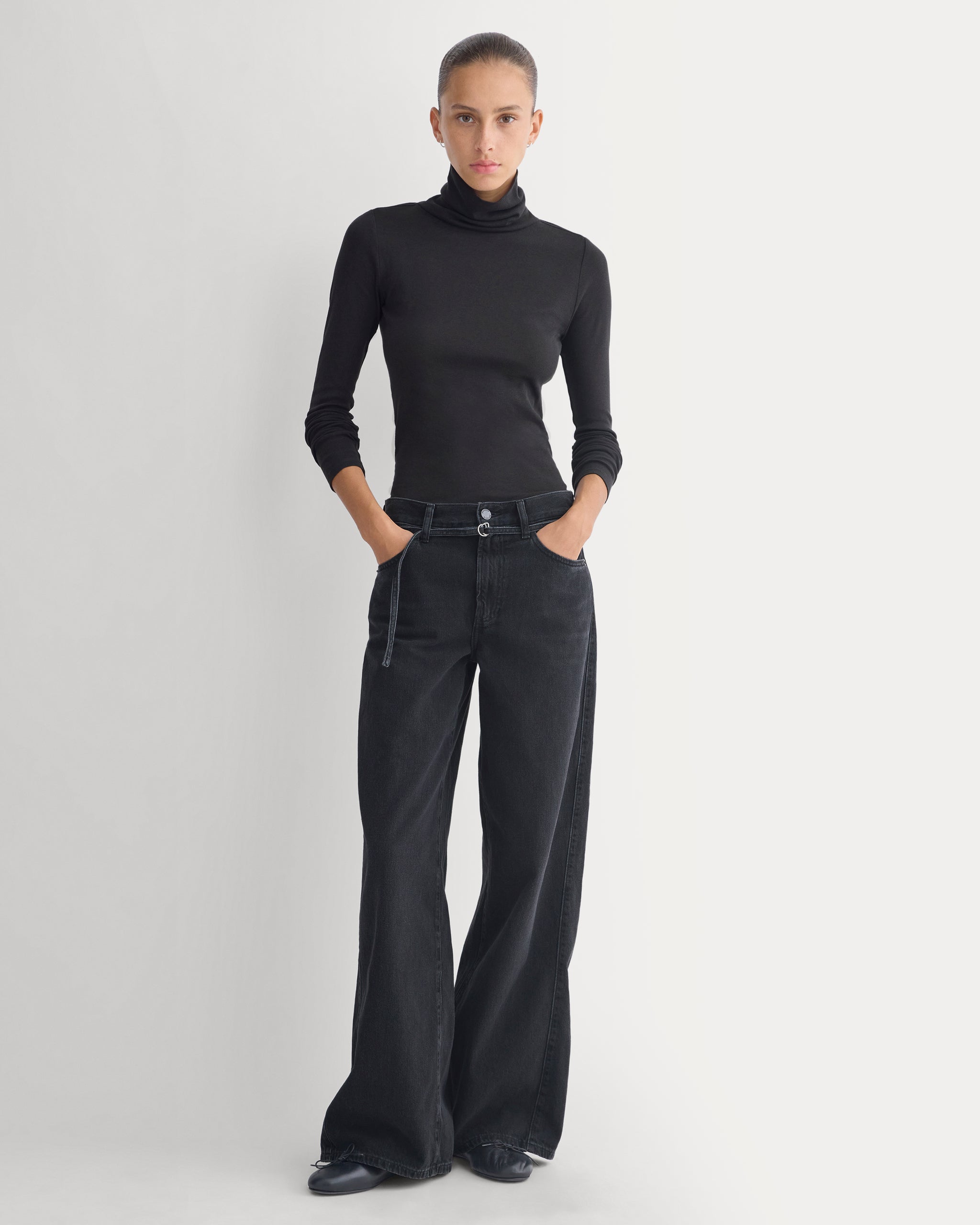 Tissue Long-Sleeve Turtleneck | Black