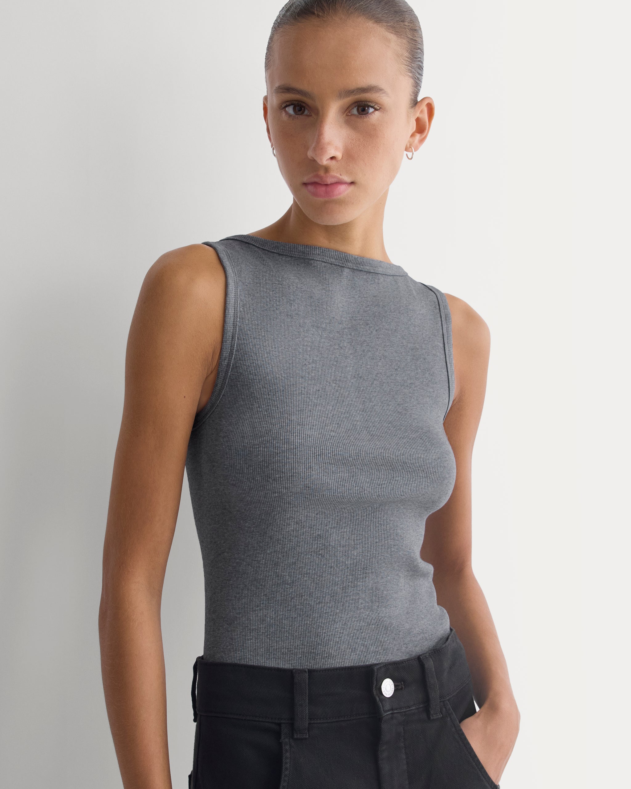 Effortless Rib Boatneck Tank | Vintage Heather Grey