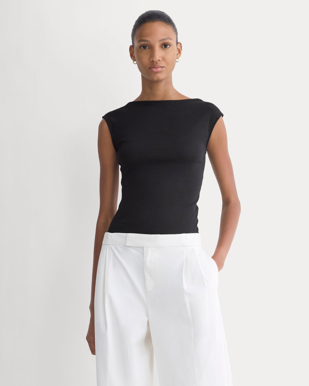 Form Boatneck Open Back Top | Black