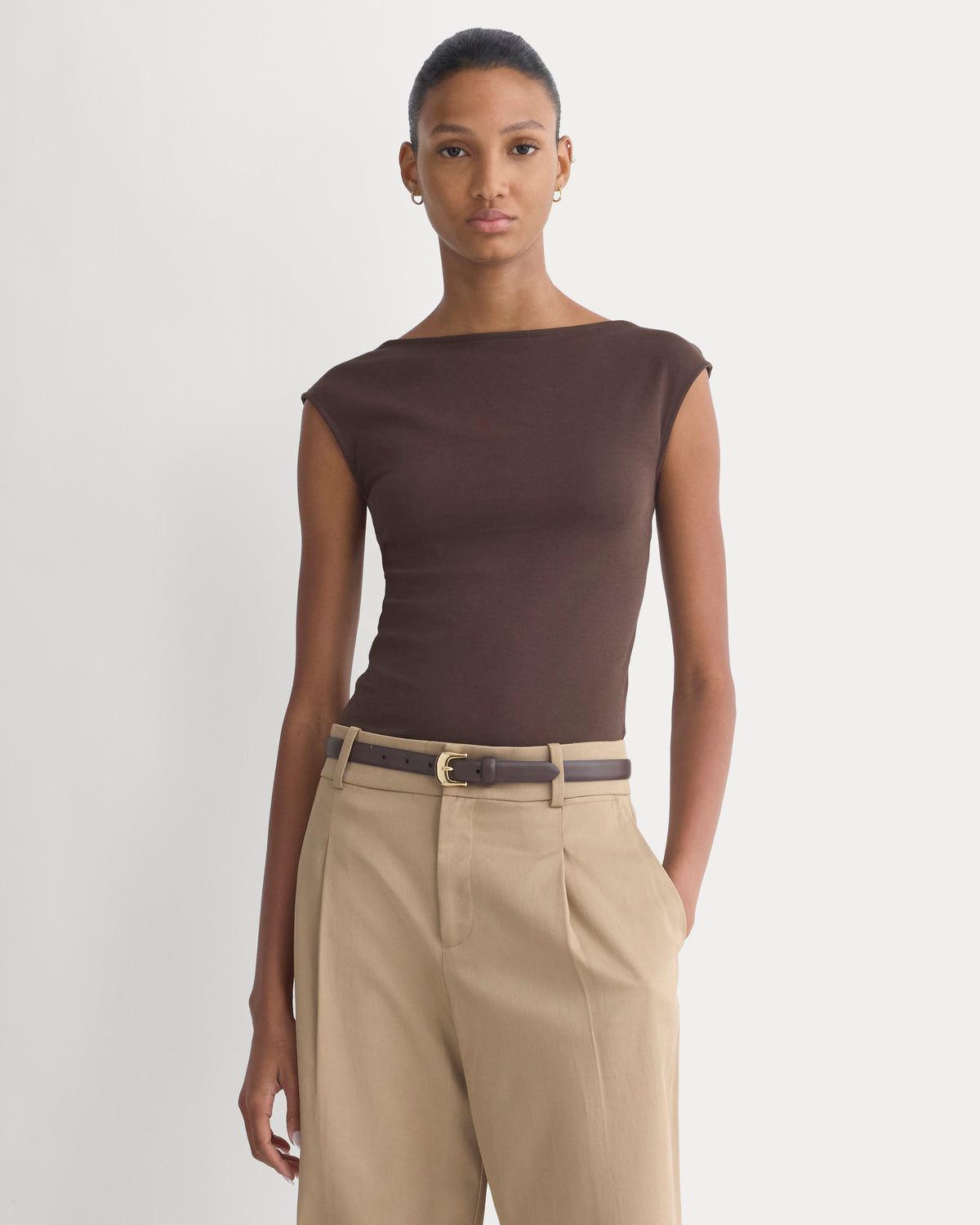 Form Boatneck Open Back Top | Coffee Bean