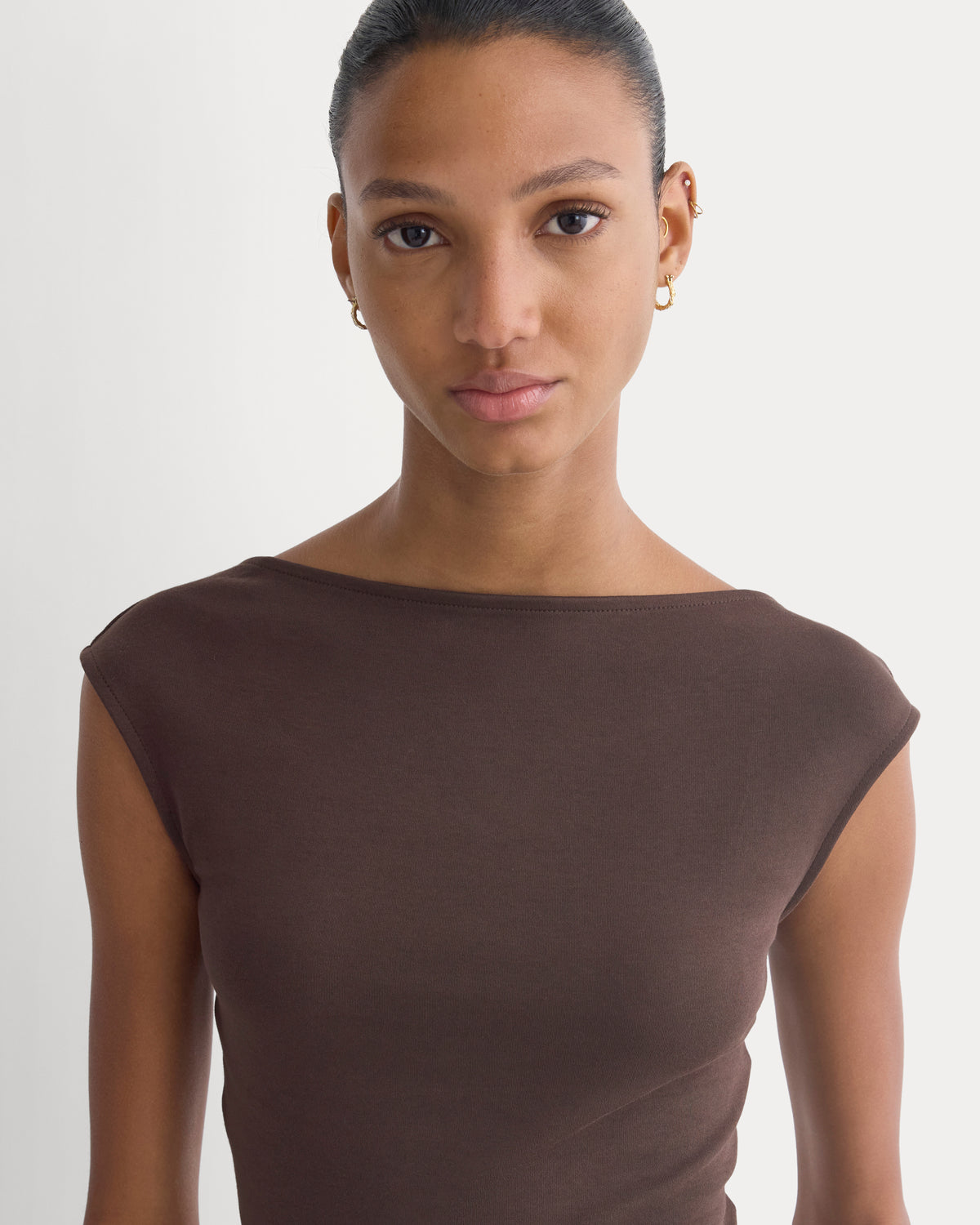 Form Boatneck Open Back Top | Coffee Bean