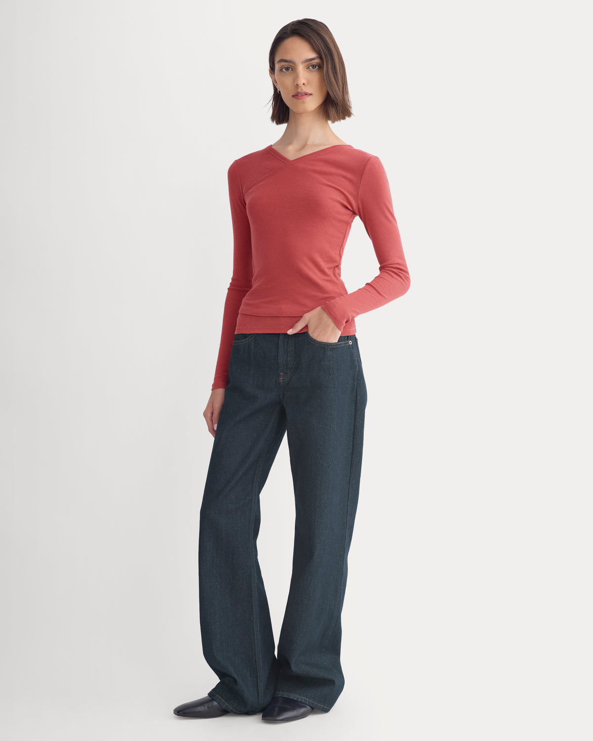 Tissue Double Layer One Shoulder Top | Vintage Red
