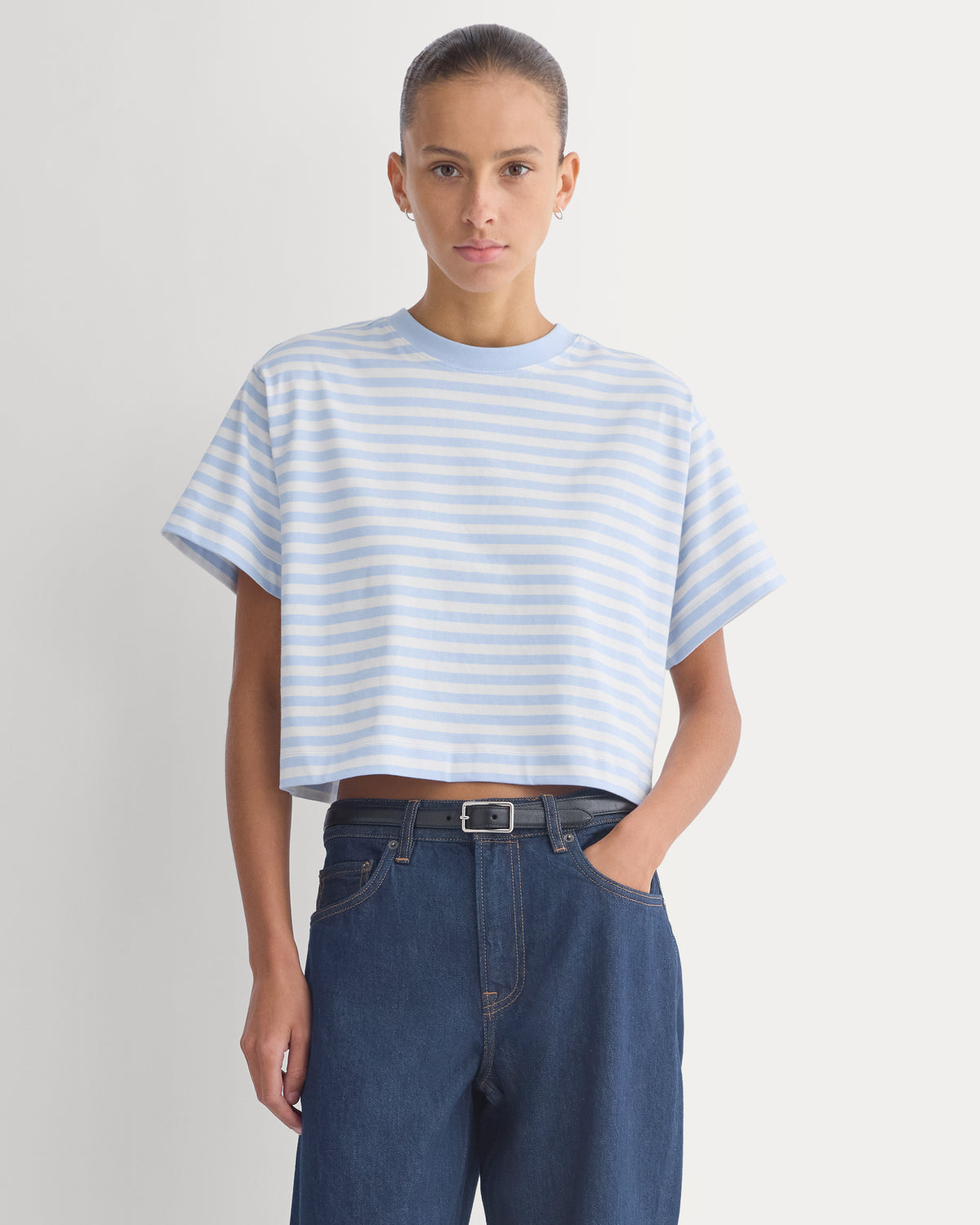 Forever Jersey Cropped Tee | Cashmere Blue / Bone