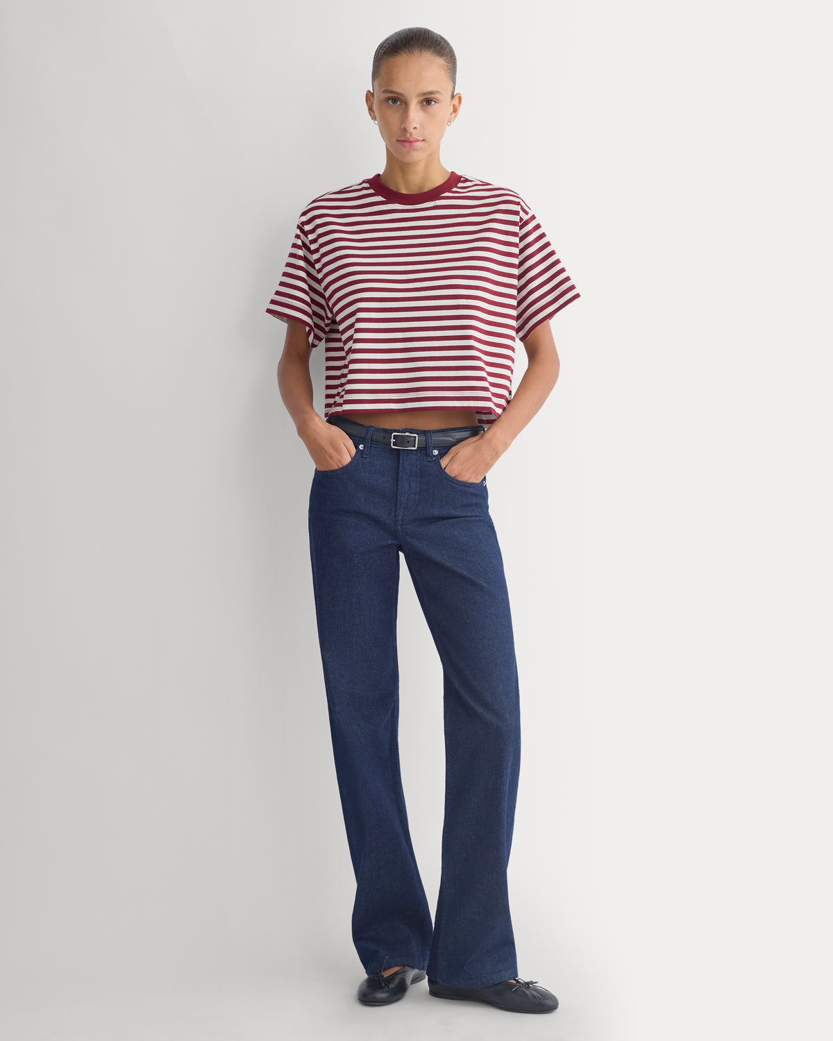 Forever Jersey Cropped Tee | Cabernet / Birch