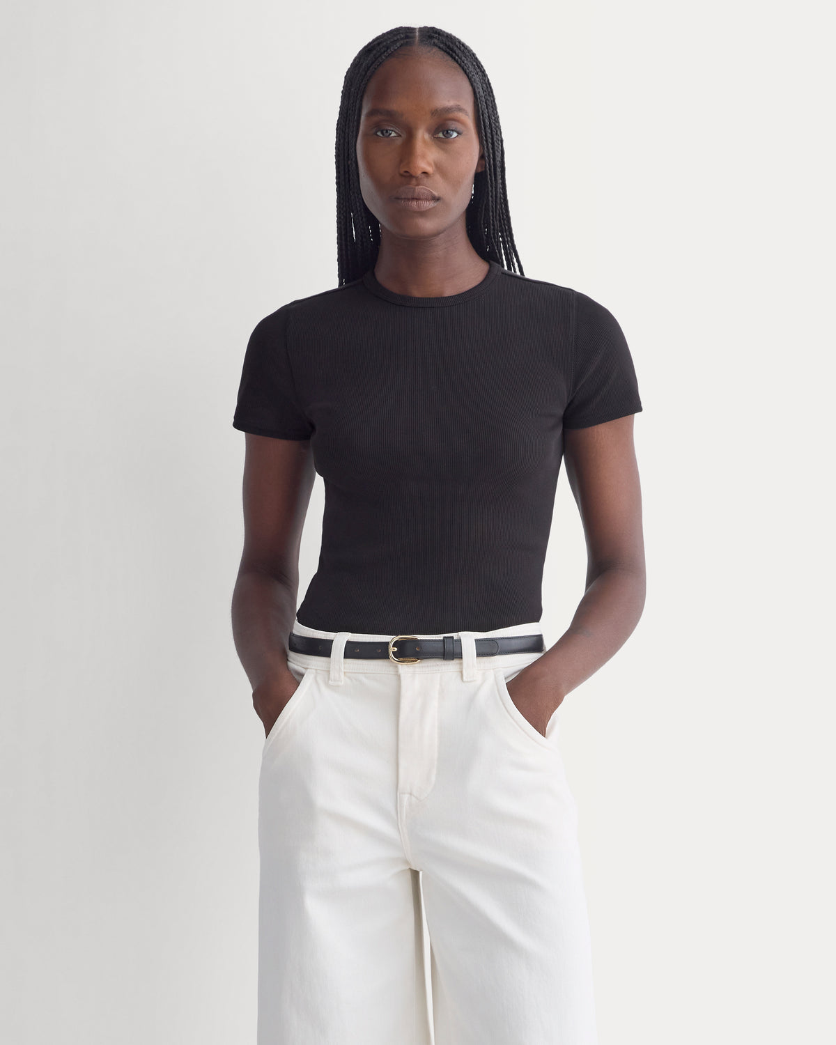Effortless Rib Short-Sleeve Crew | Black