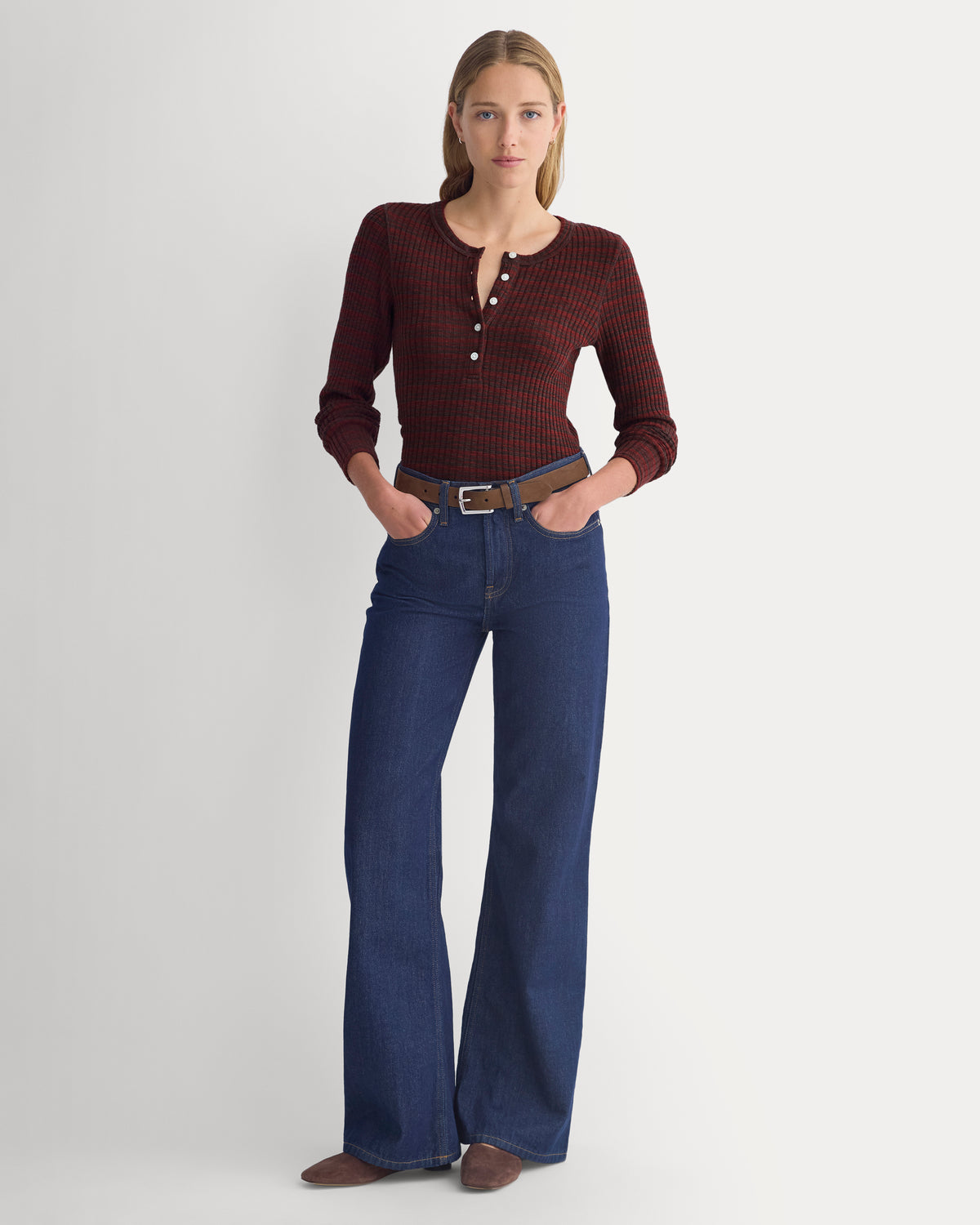 The Cozy Rib Henley | Cabernet / Coffee Bean