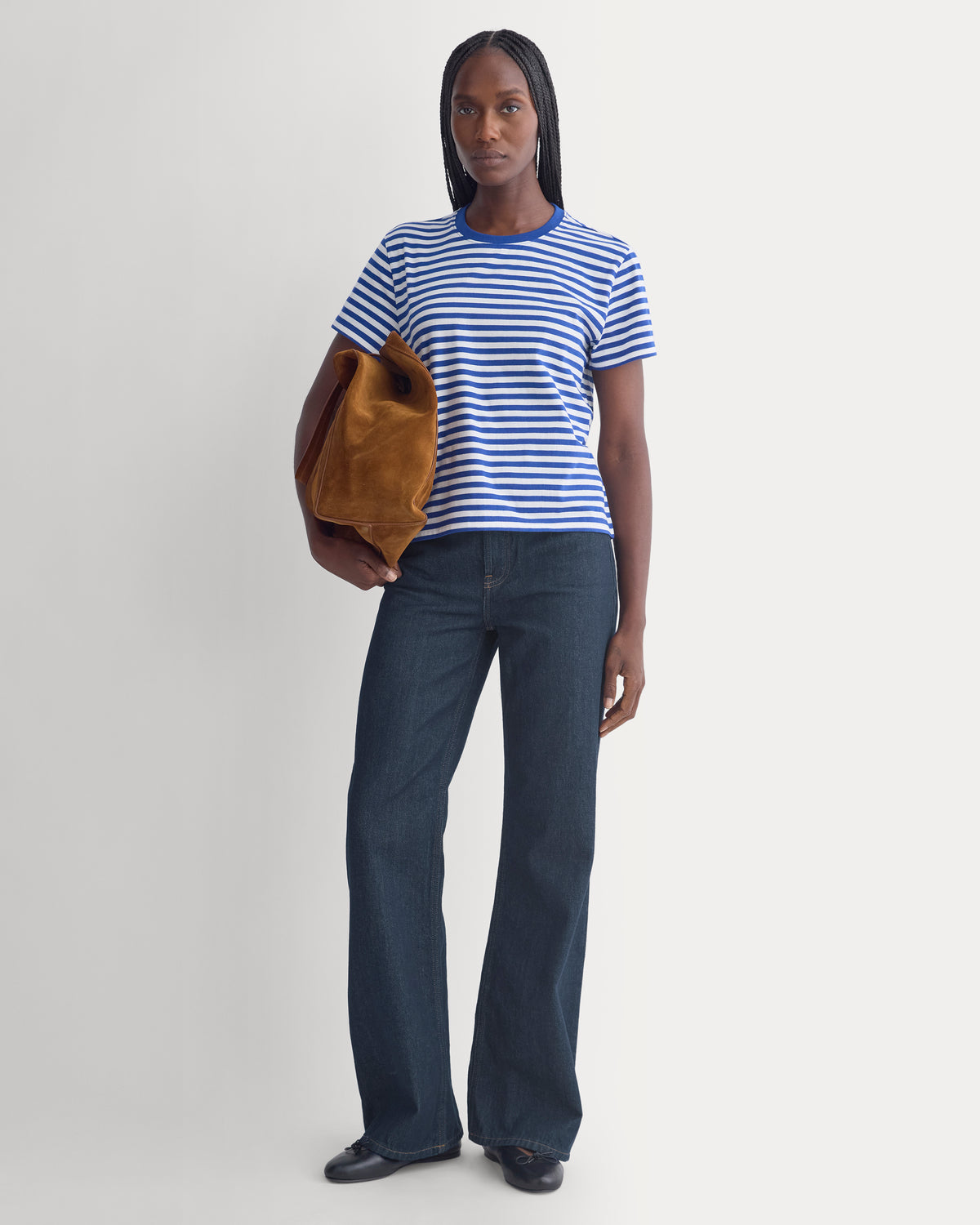 The Organic Cotton Box-Cut Pocket Tee | Bone / Sodalite Blue | No Pocket