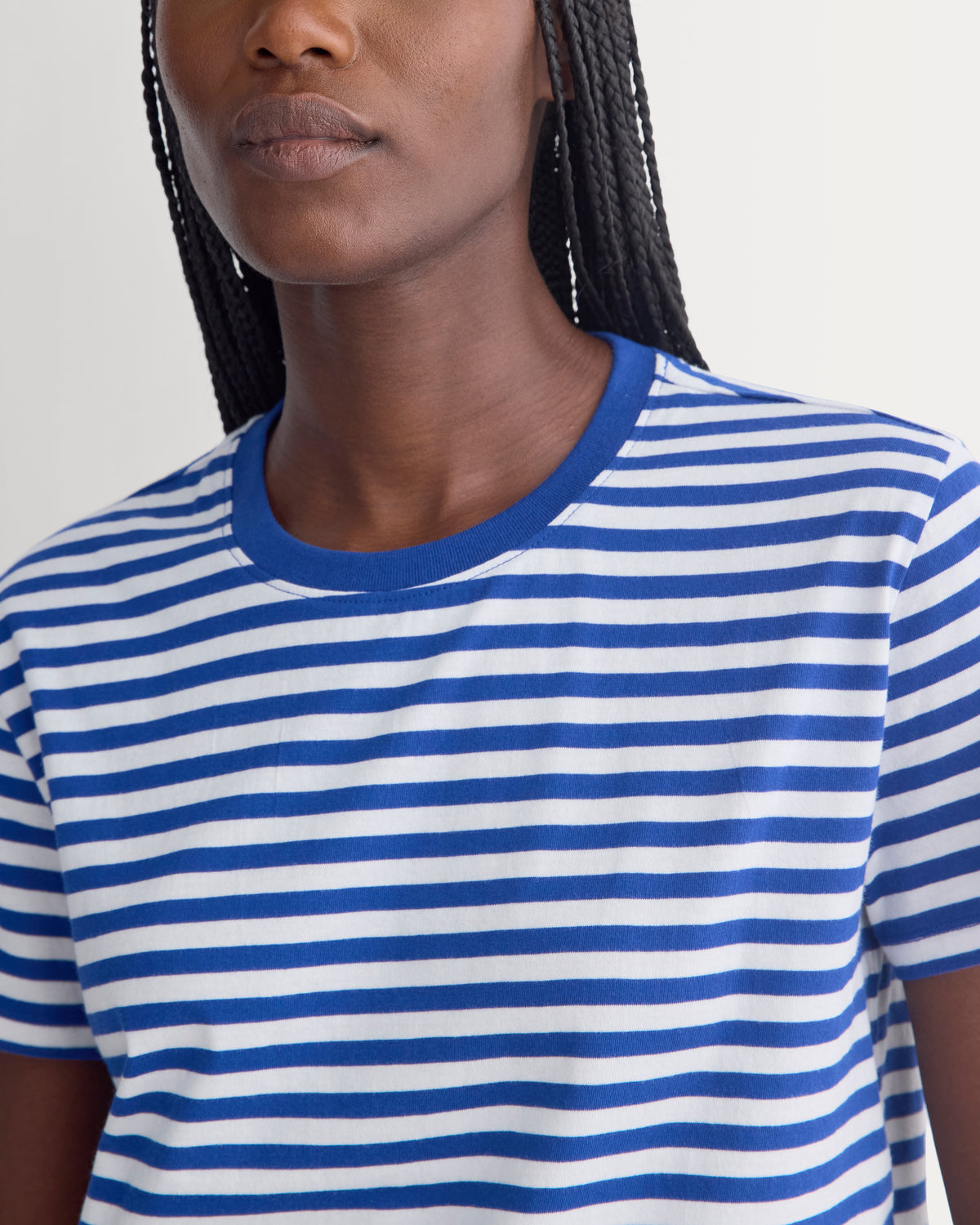 The Organic Cotton Box-Cut Pocket Tee | Bone / Sodalite Blue | No Pocket