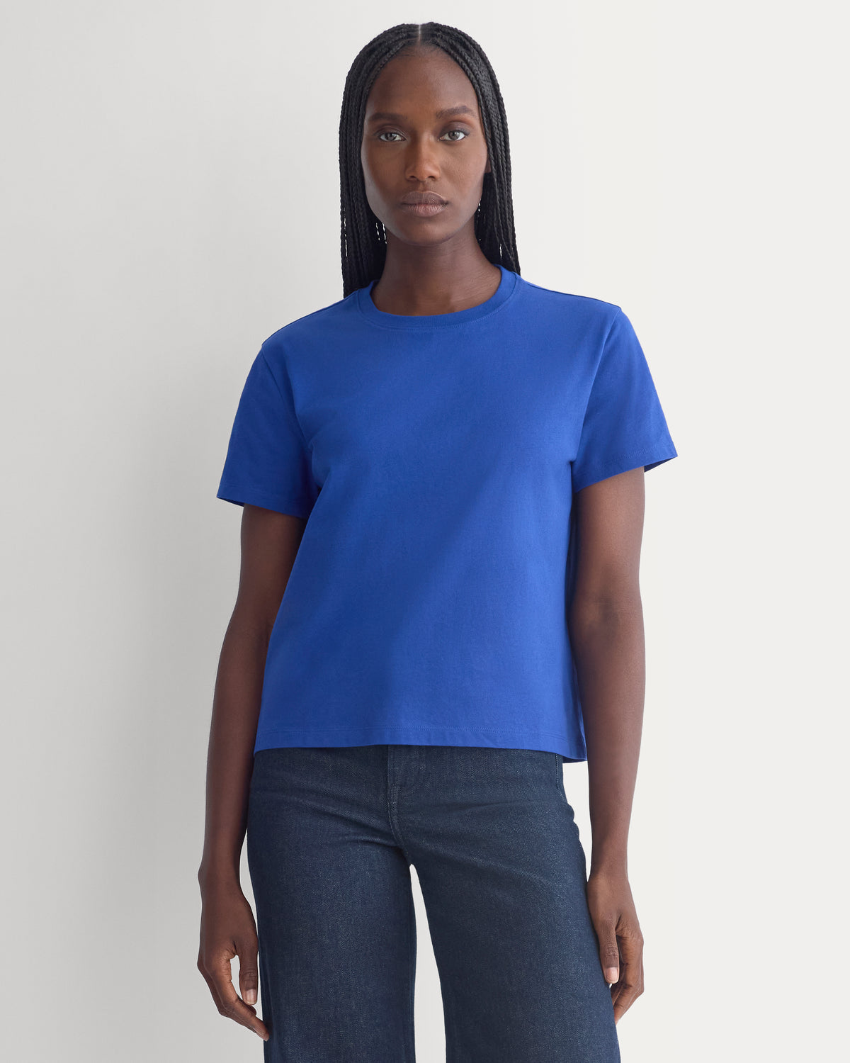 The Box-Cut Tee in Essential Cotton | Soladite Blue | No Pocket