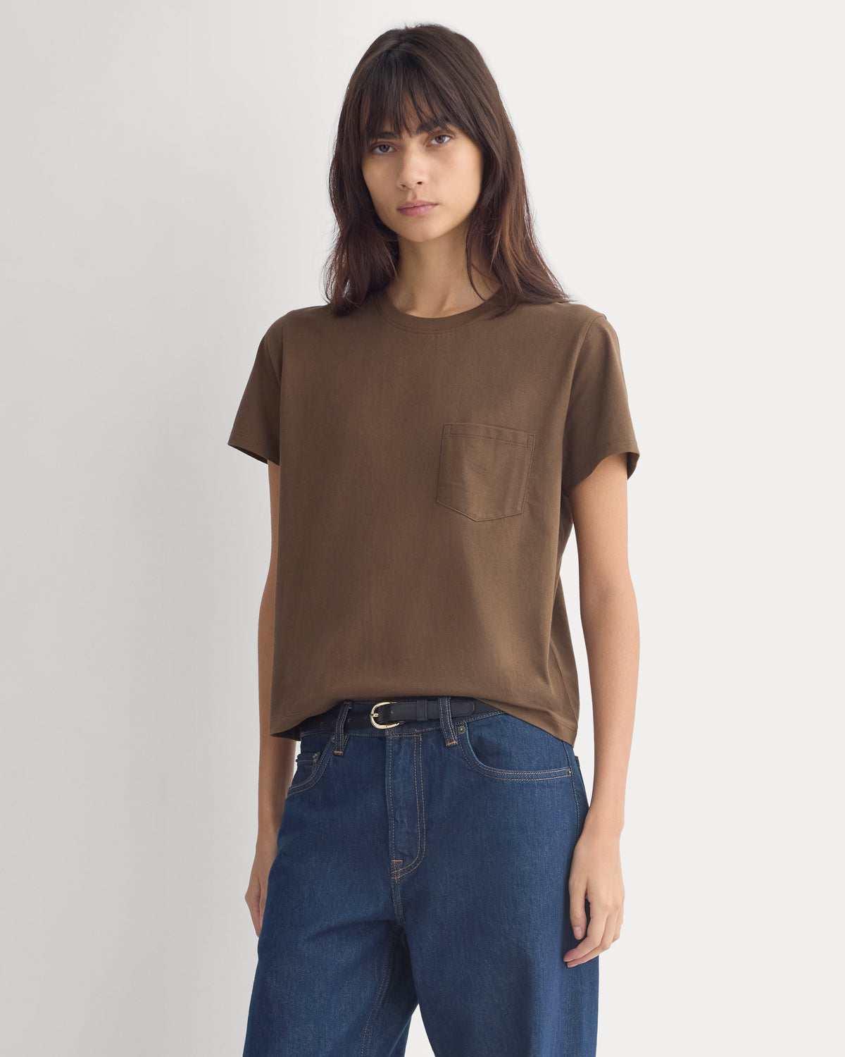 The Box-Cut Tee in Essential Cotton | Cocoa | Pocket