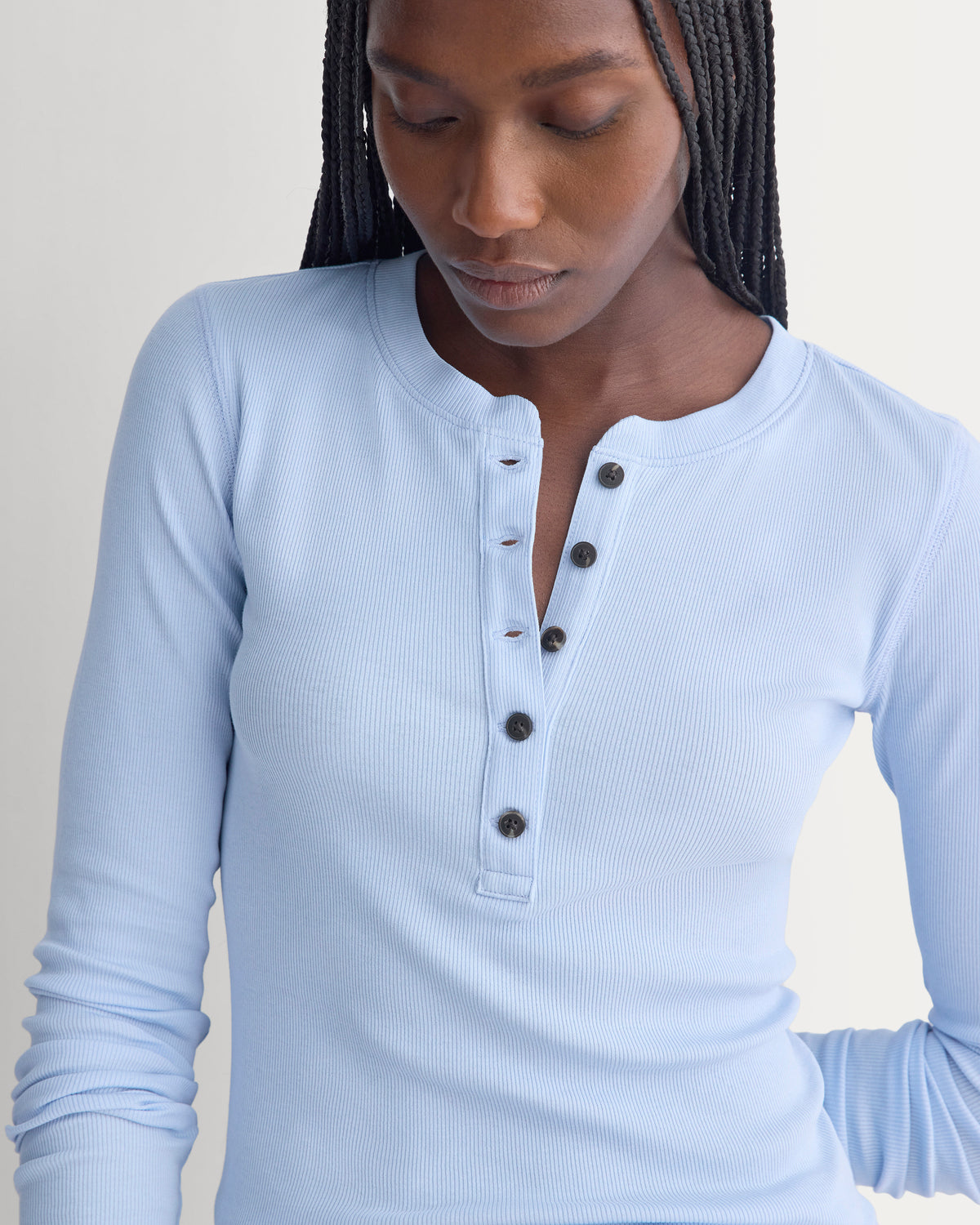 The Luxe Rib Henley | Cashmere Blue