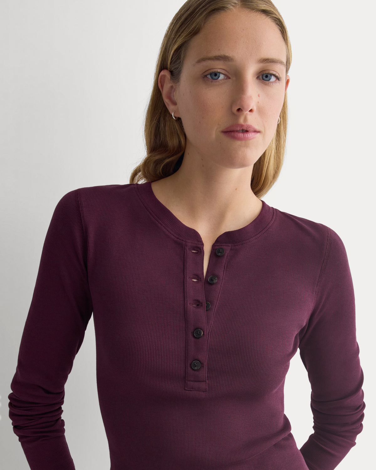 The Luxe Rib Henley | Deep Plum