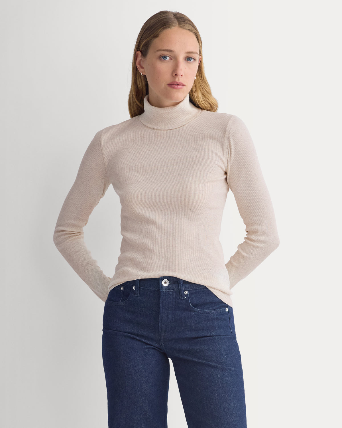 The Luxe Rib Turtleneck | Heathered Oat
