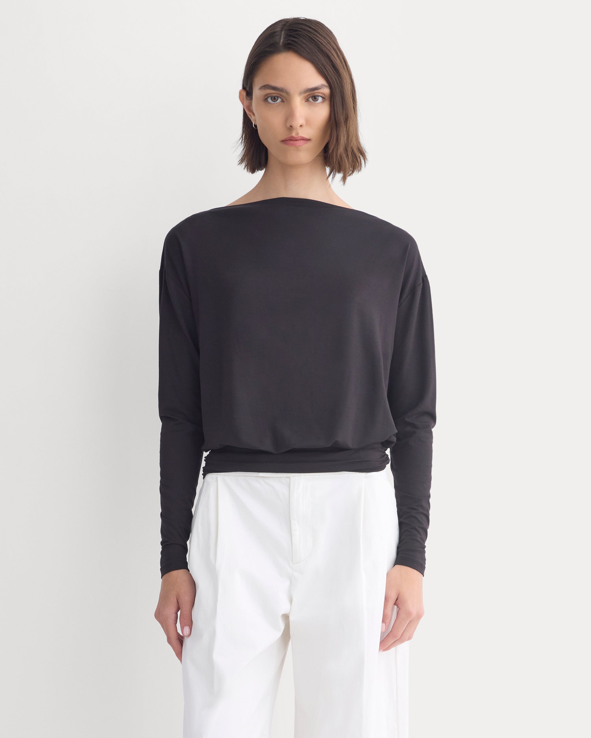 Drapey Jersey Slouchy Top | Black