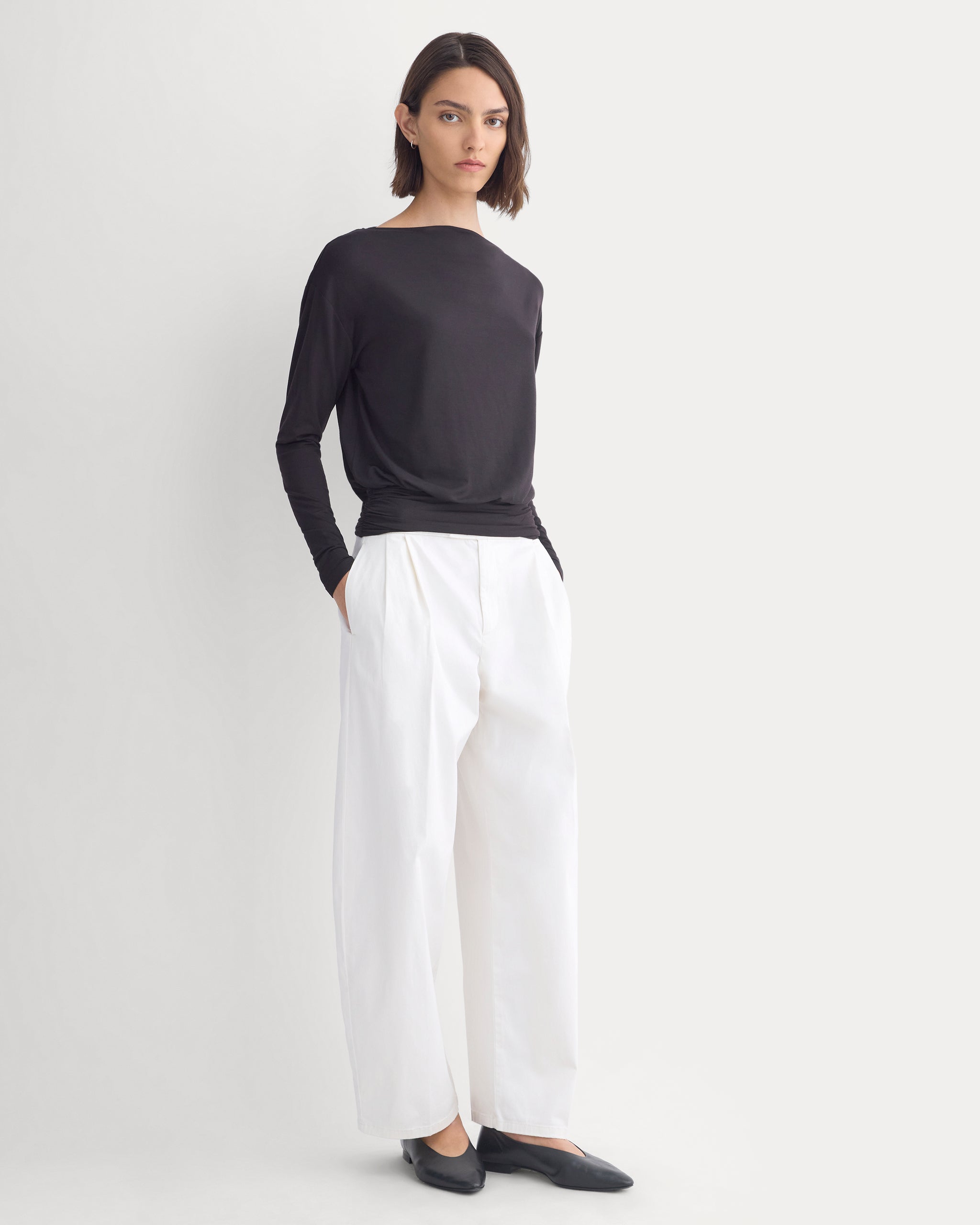 Drapey Jersey Slouchy Top | Black